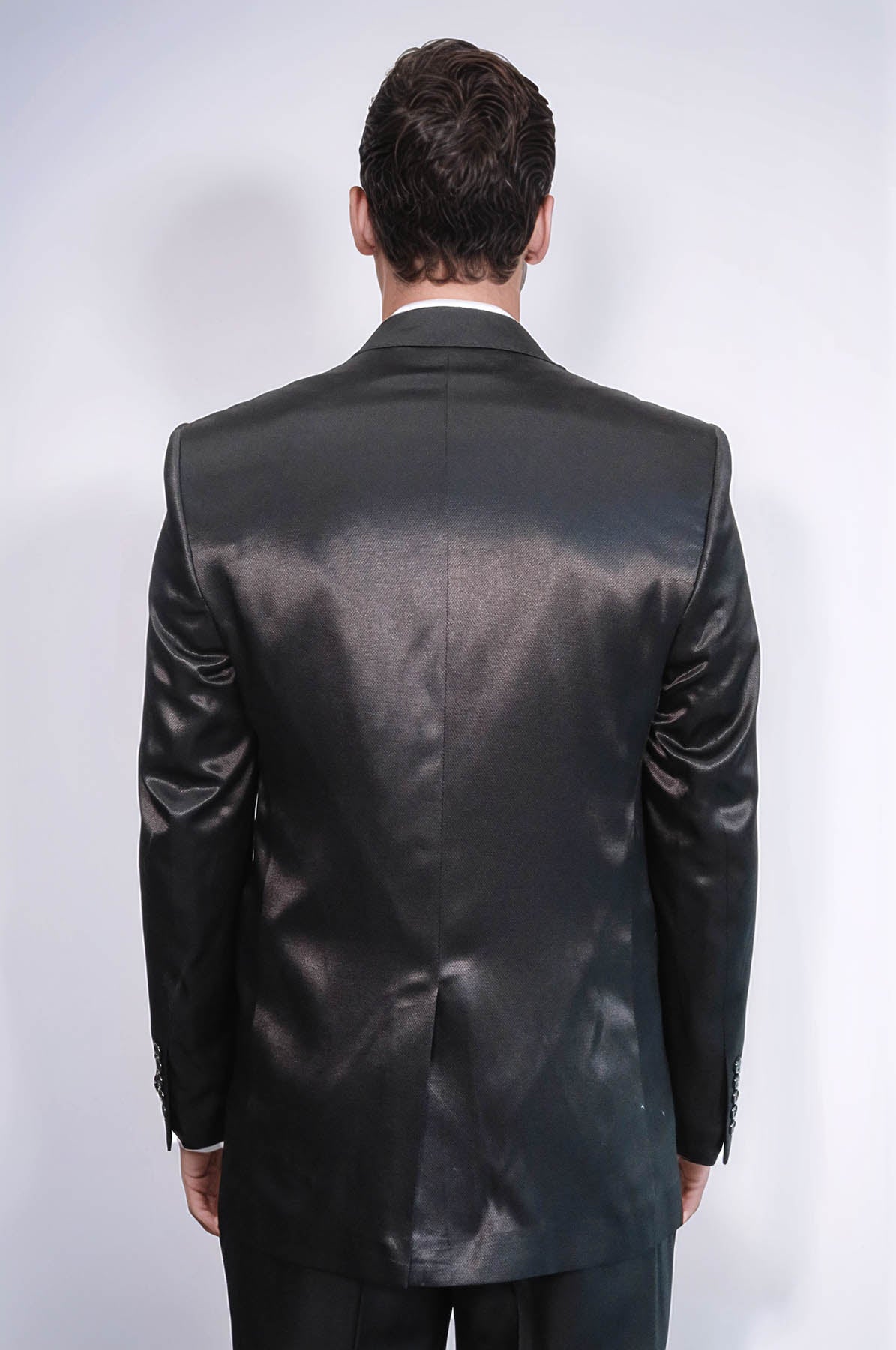 KOALA SYDNEY Two Buttons Two Piece Slim Fit Satin Black Men Suit