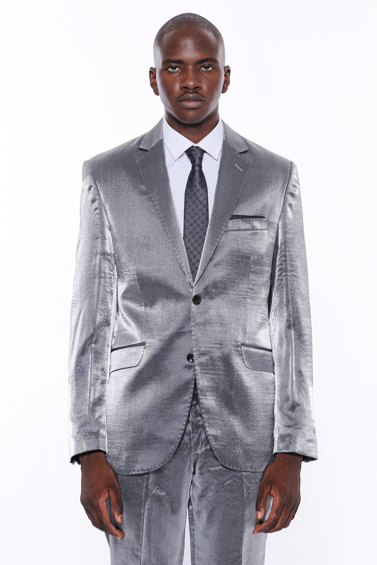 KOALA SYDNEY Two Buttons Two Piece Slim Fit Satin Grey Men Suit