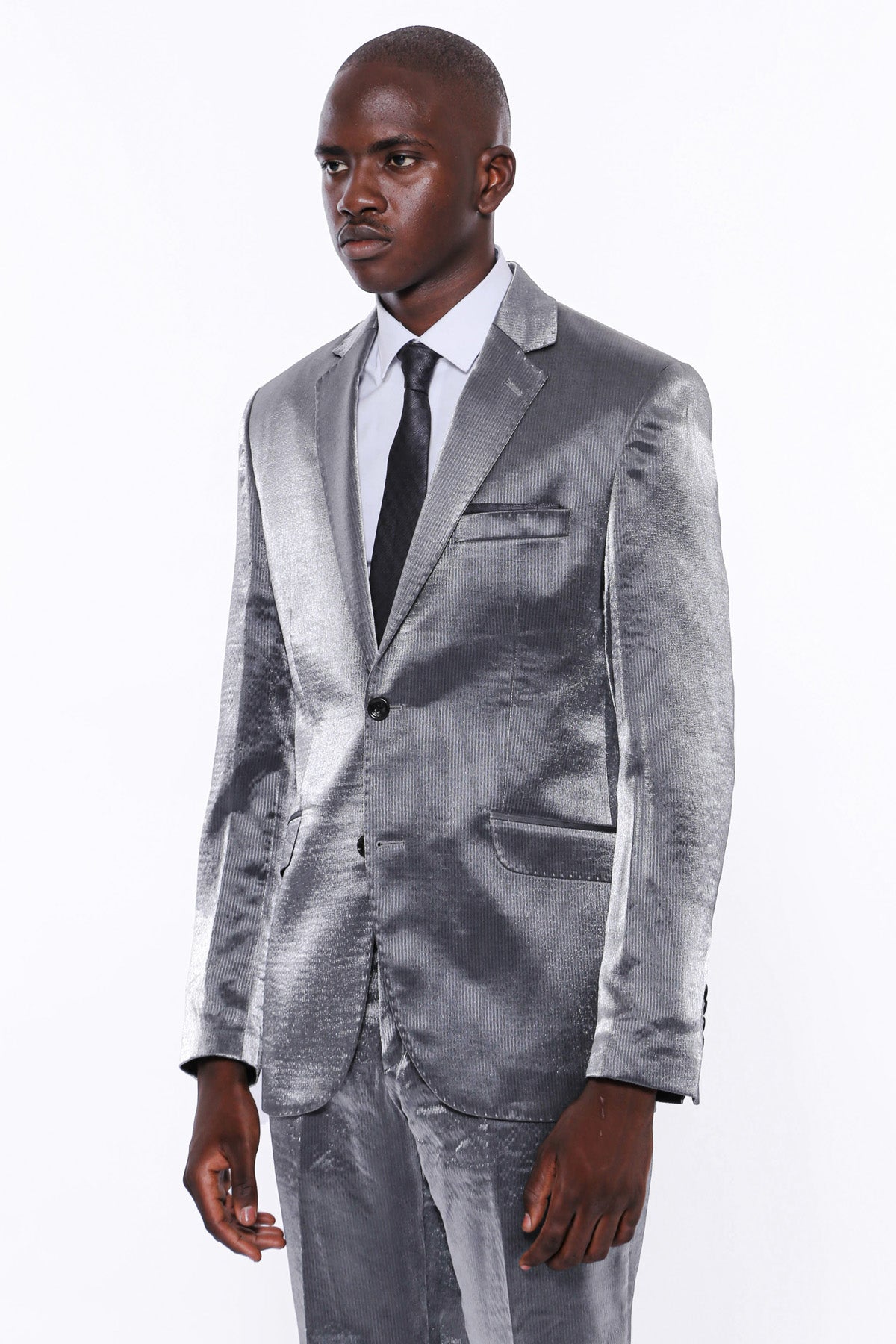 KOALA SYDNEY Two Buttons Two Piece Slim Fit Satin Grey Men Suit