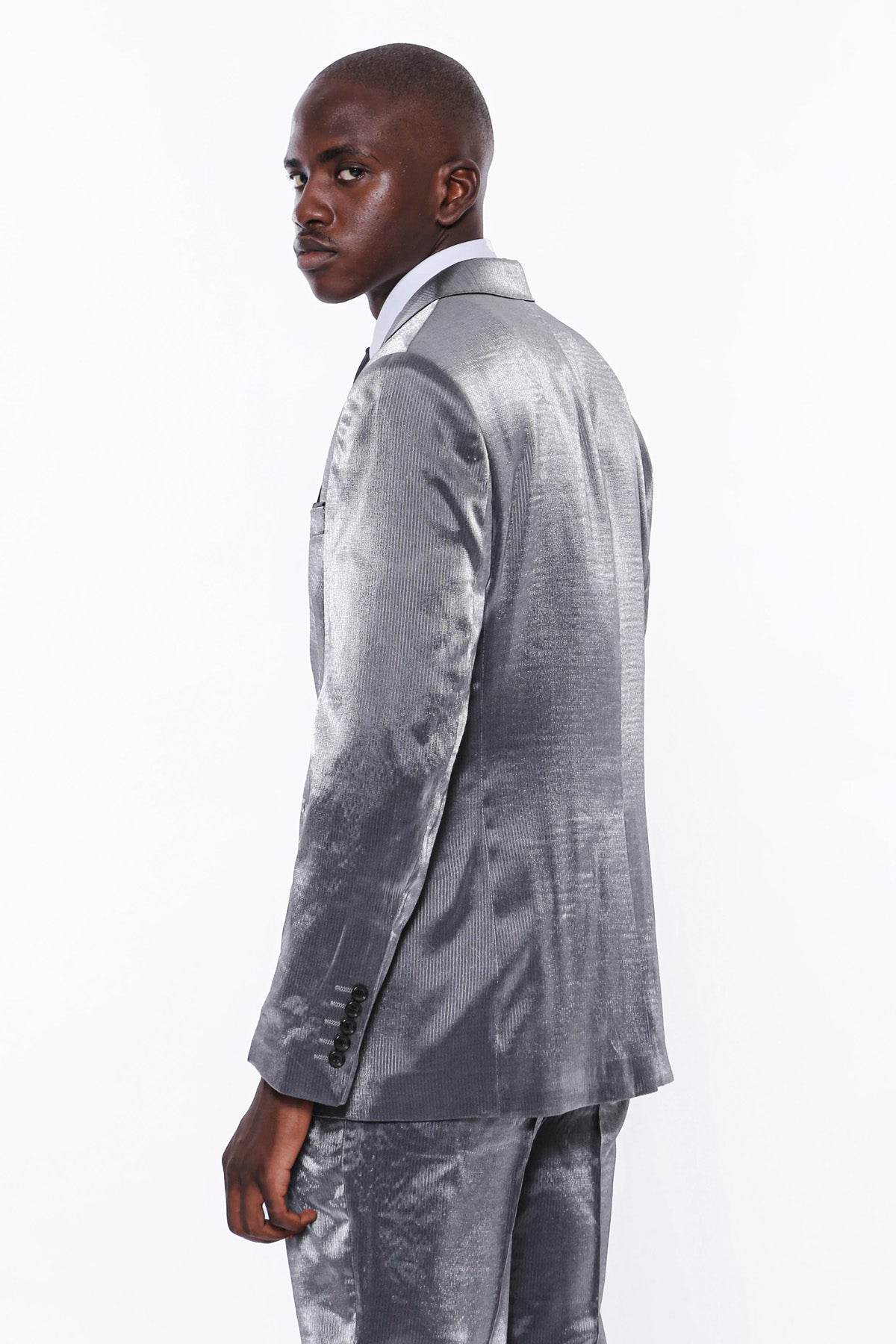 KOALA SYDNEY Two Buttons Two Piece Slim Fit Satin Grey Men Suit