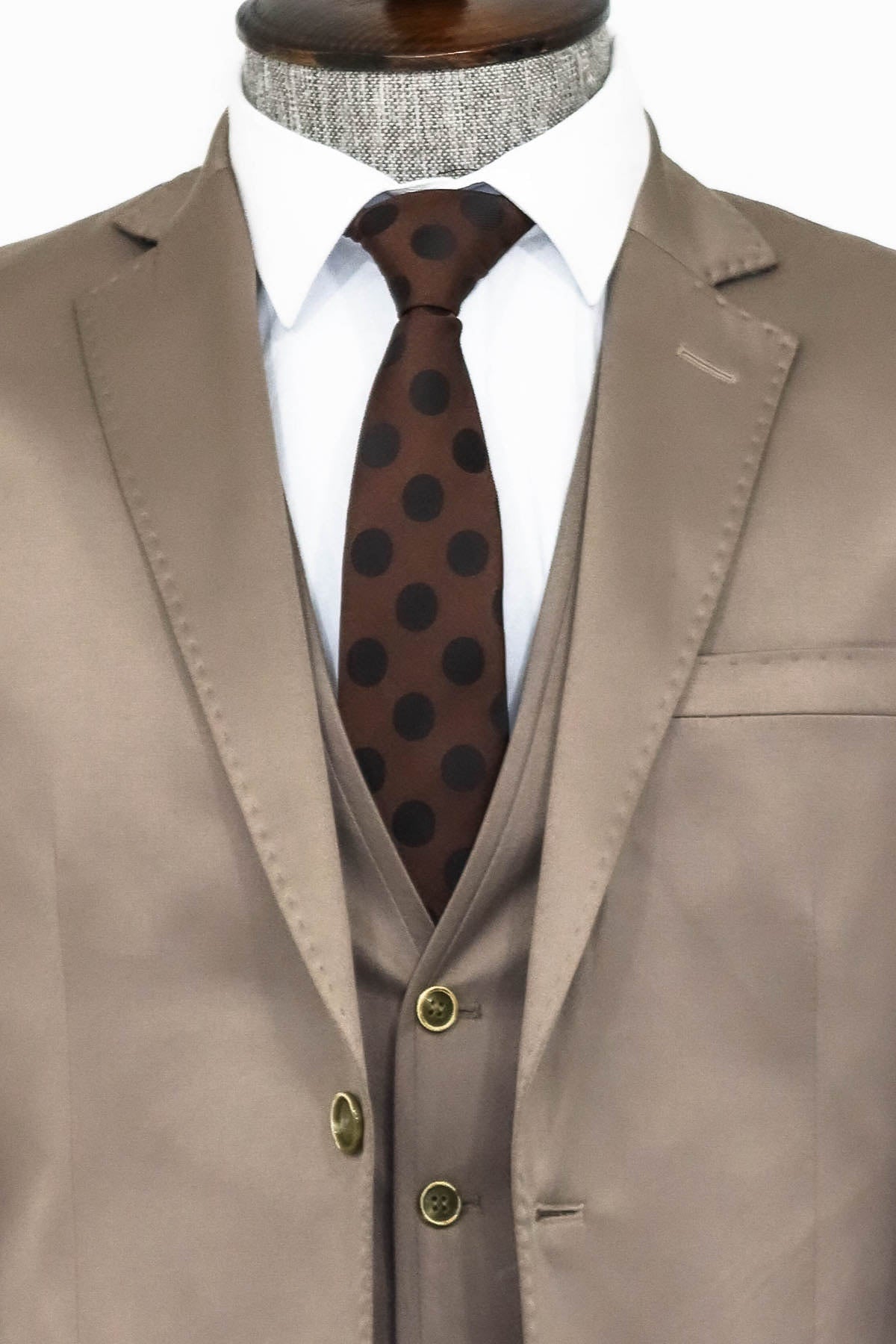 KOALA SYDNEY Plain Vested Light Brown Men Suit -