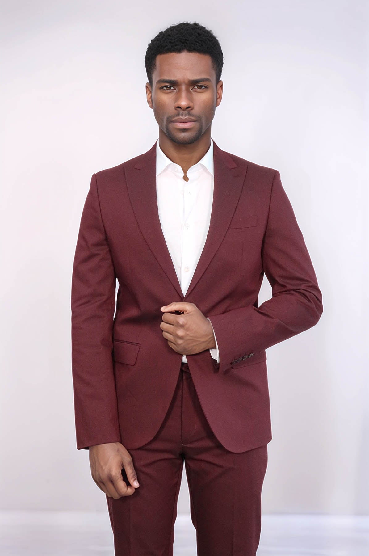 KOALA SYDNEY Single Buttons 2 Piece Burgundy Men Suit -