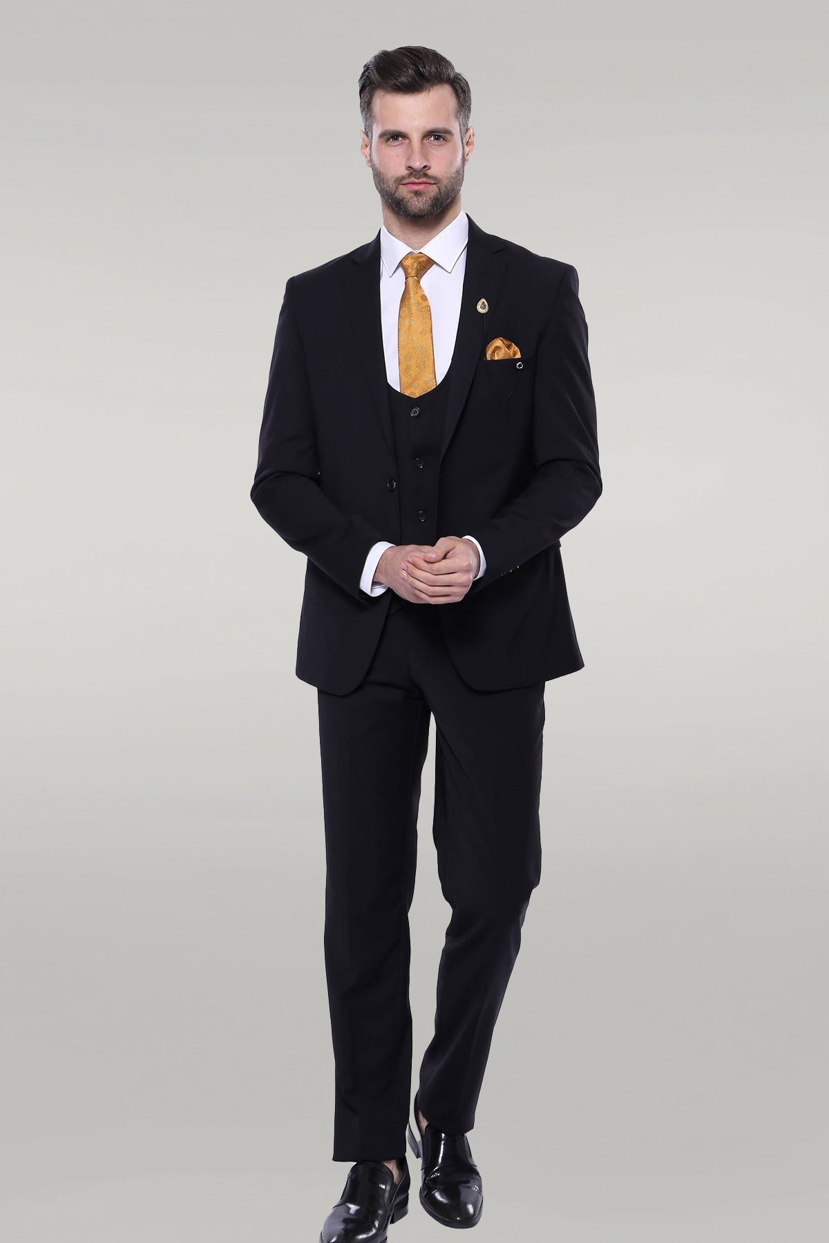KOALA SYDNEY Plain Black 3-Piece Men's Suit -