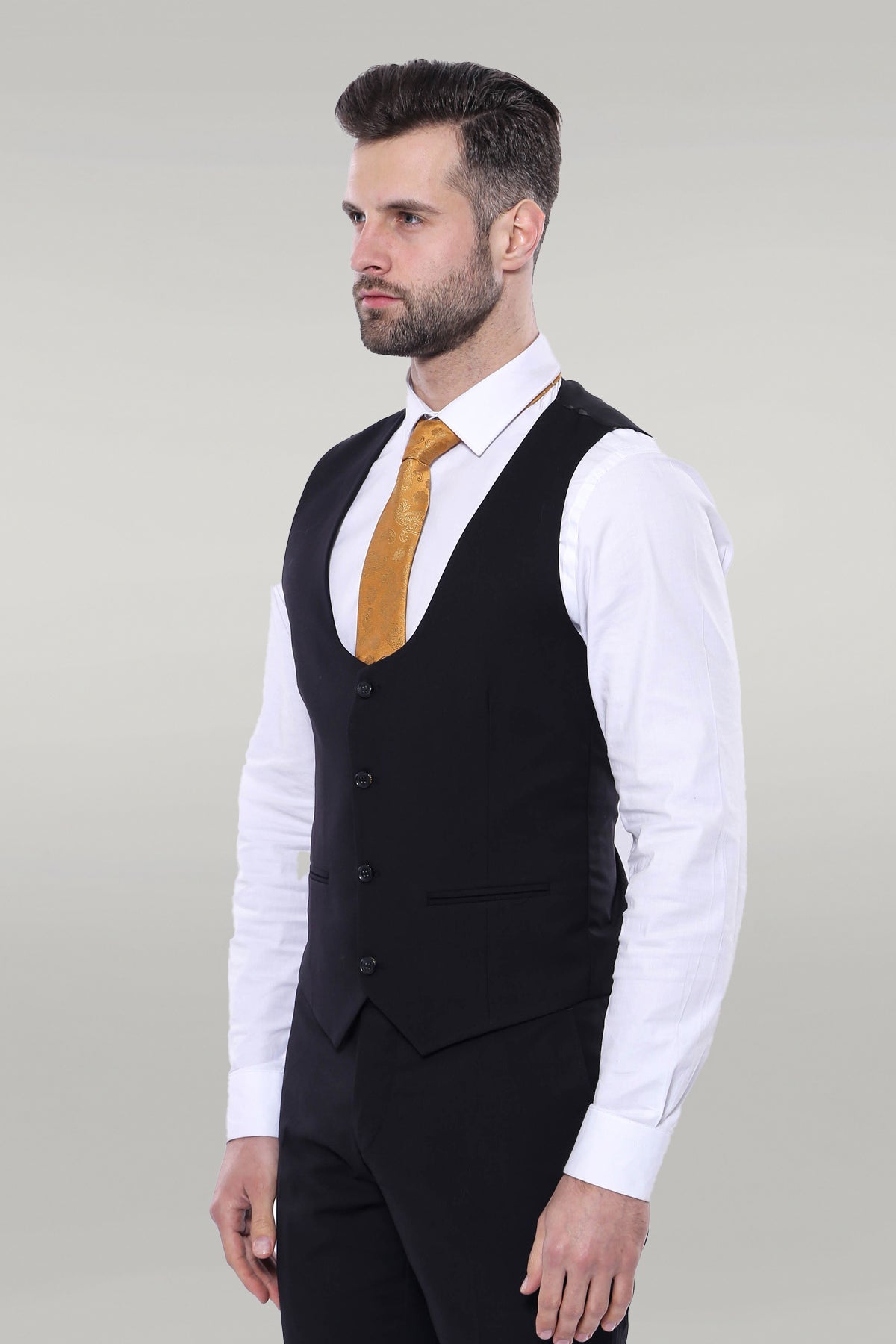 KOALA SYDNEY Plain Black 3-Piece Men's Suit -