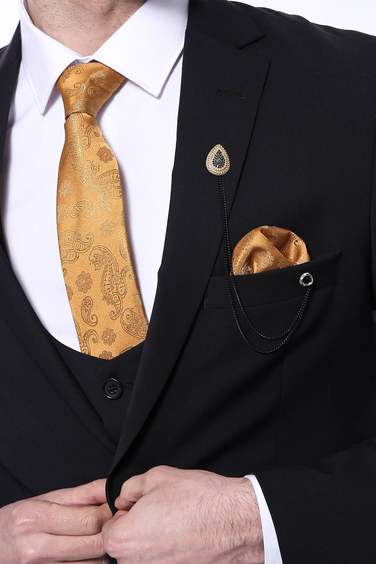 KOALA SYDNEY Plain Black 3-Piece Men's Suit -