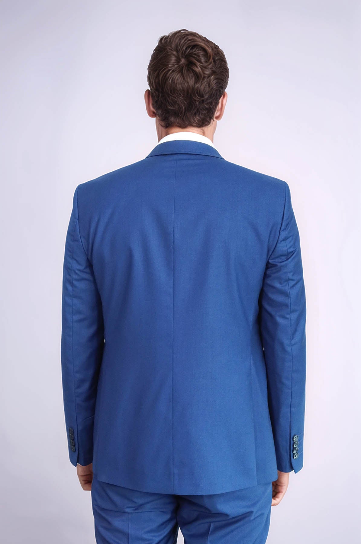 Plain Vested Navy Blue Men's Suit