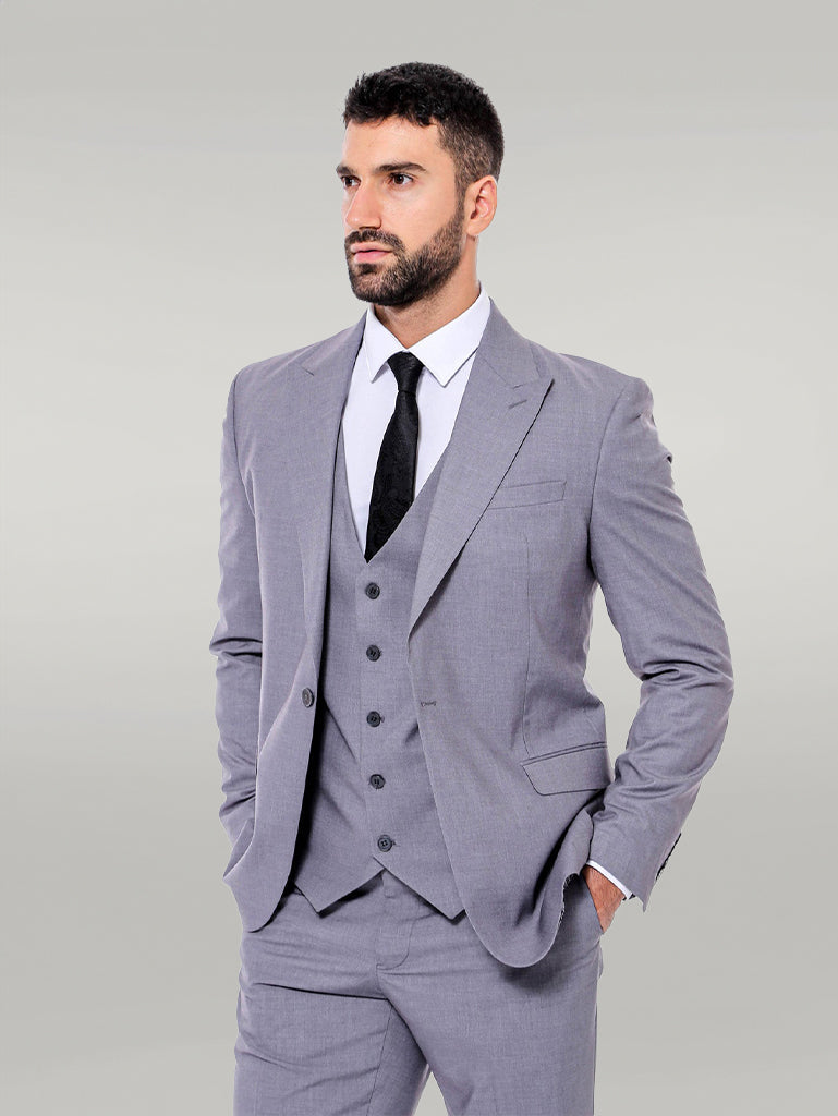 KOALA SYDNEY Grey Men's Plain Suit with Vest