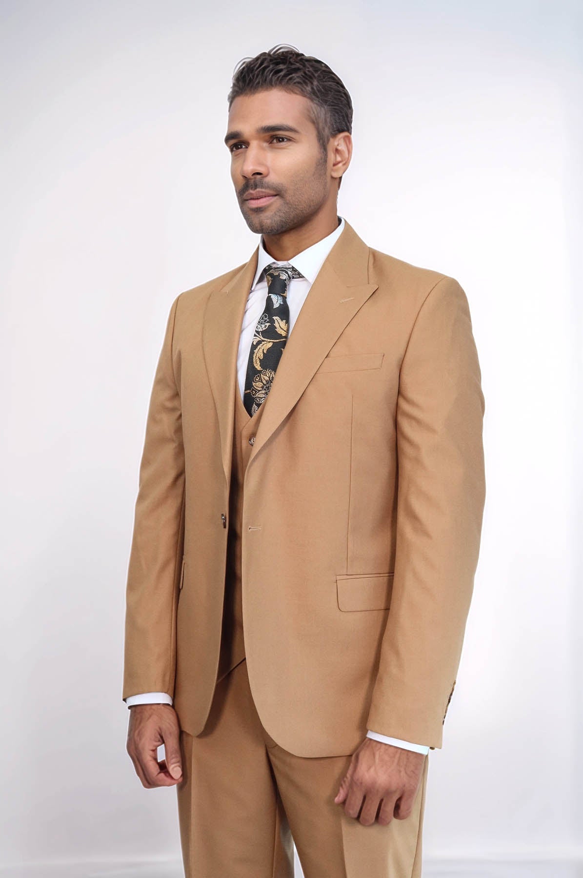 KOALA SYDNEY Plain Slim Fit Tan Men Suit -