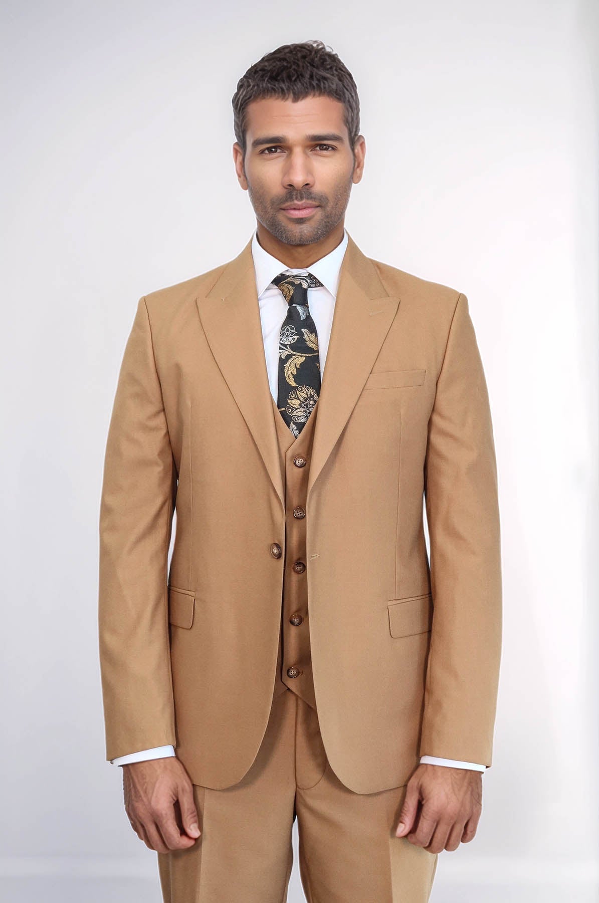 KOALA SYDNEY Plain Slim Fit Tan Men Suit -