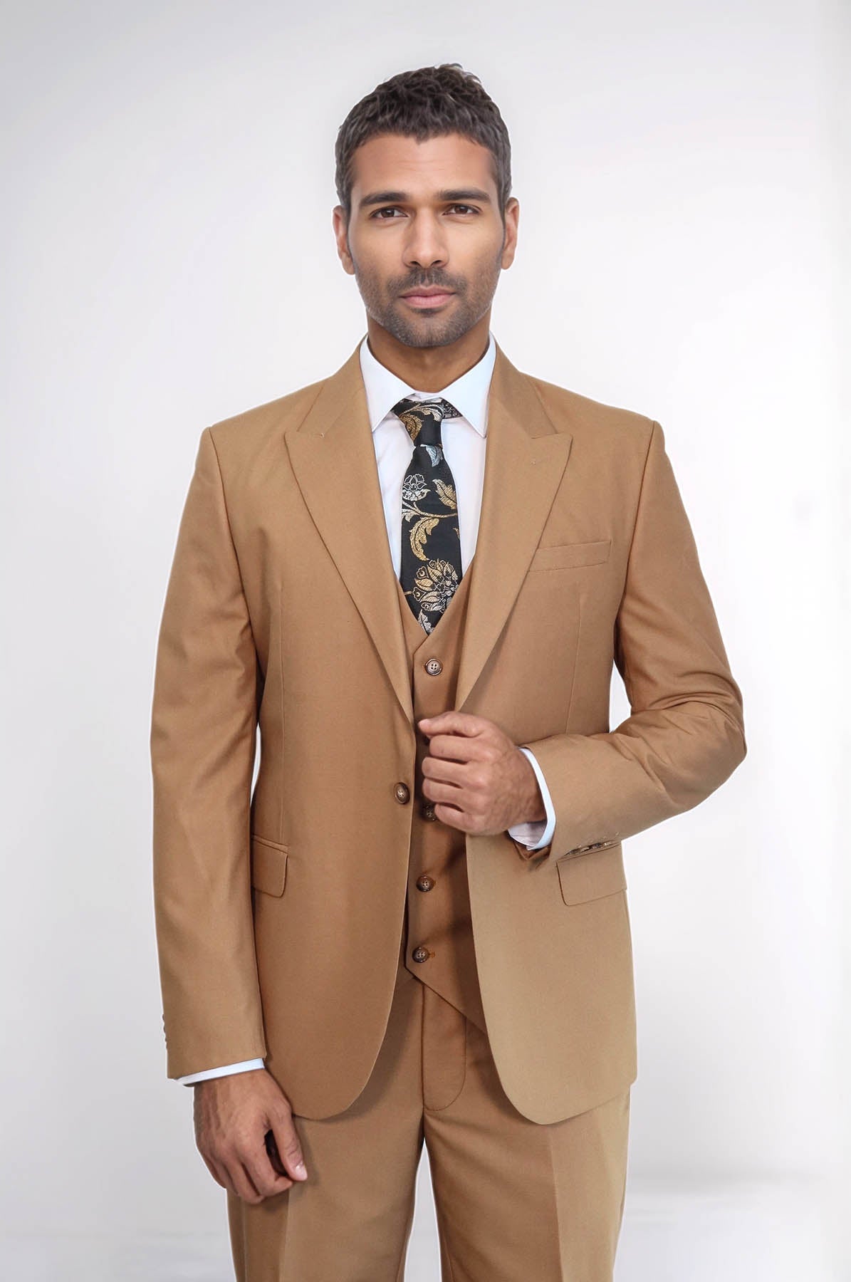 KOALA SYDNEY Plain Slim Fit Tan Men Suit -