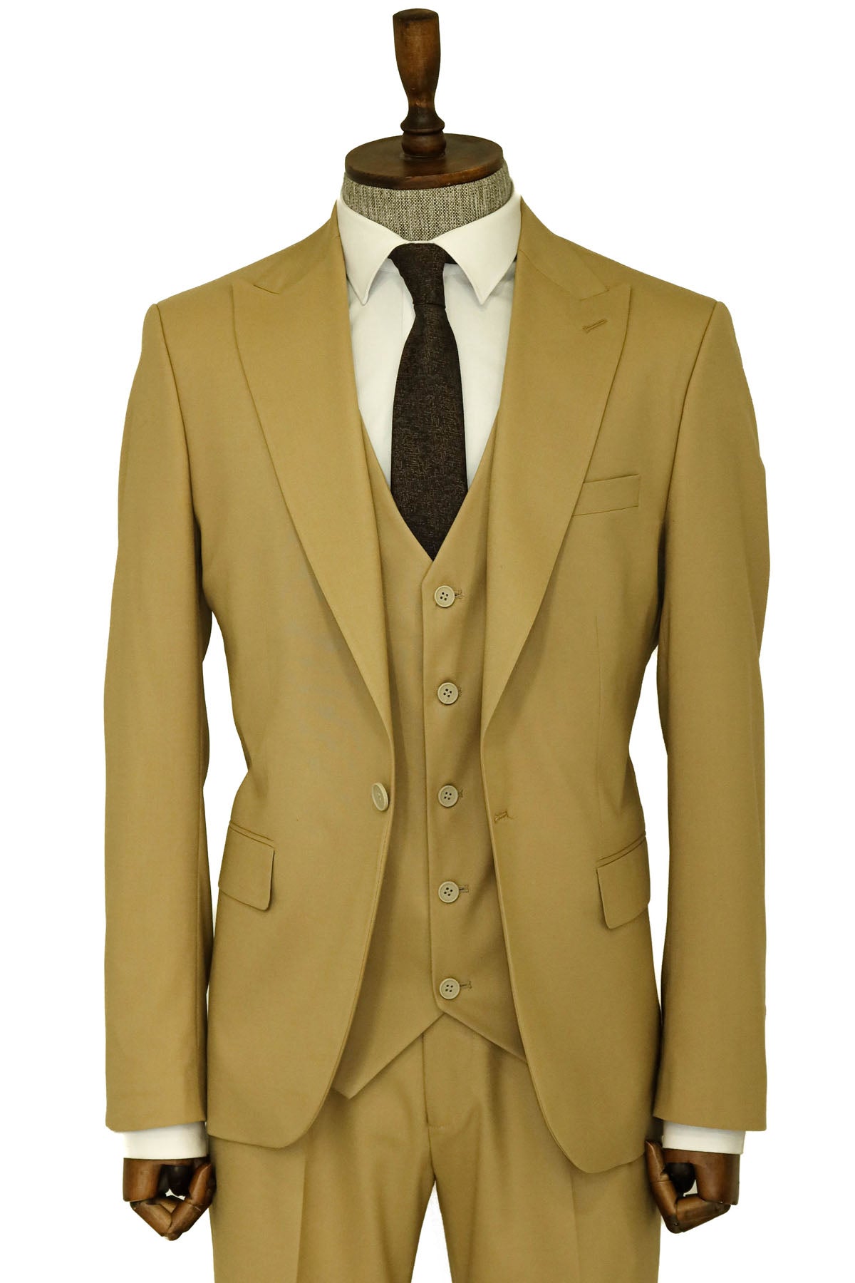 KOALA SYDNEY Tan Men's Plain Suit with Vest
