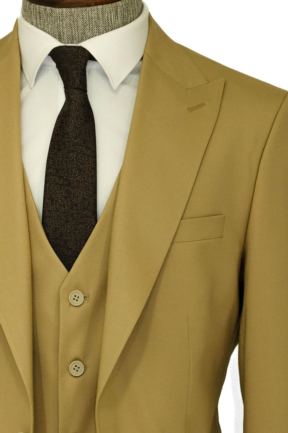 KOALA SYDNEY Tan Men's Plain Suit with Vest