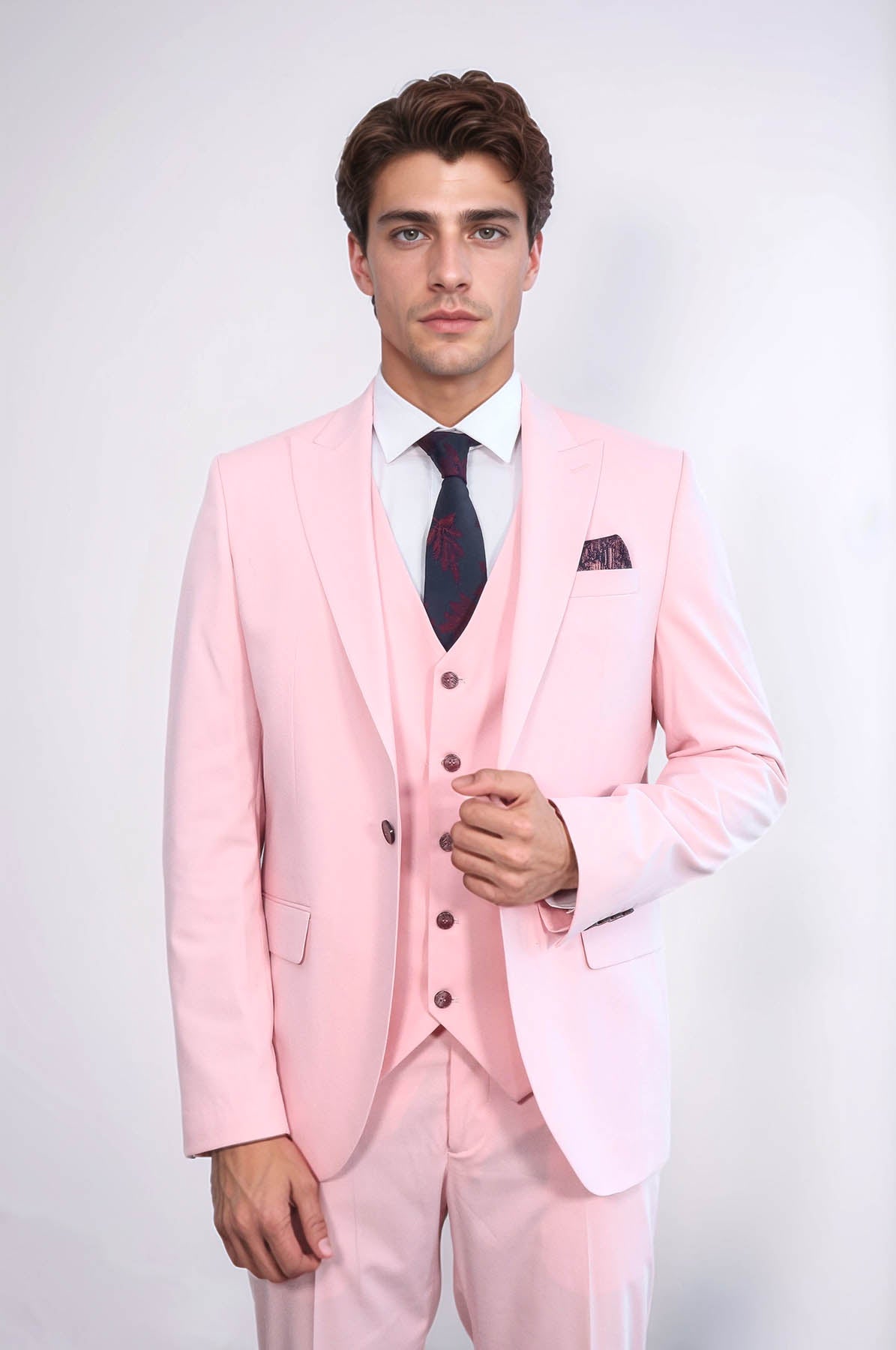 KOALA SYDNEY Pink Men's Plain Suit with Vest