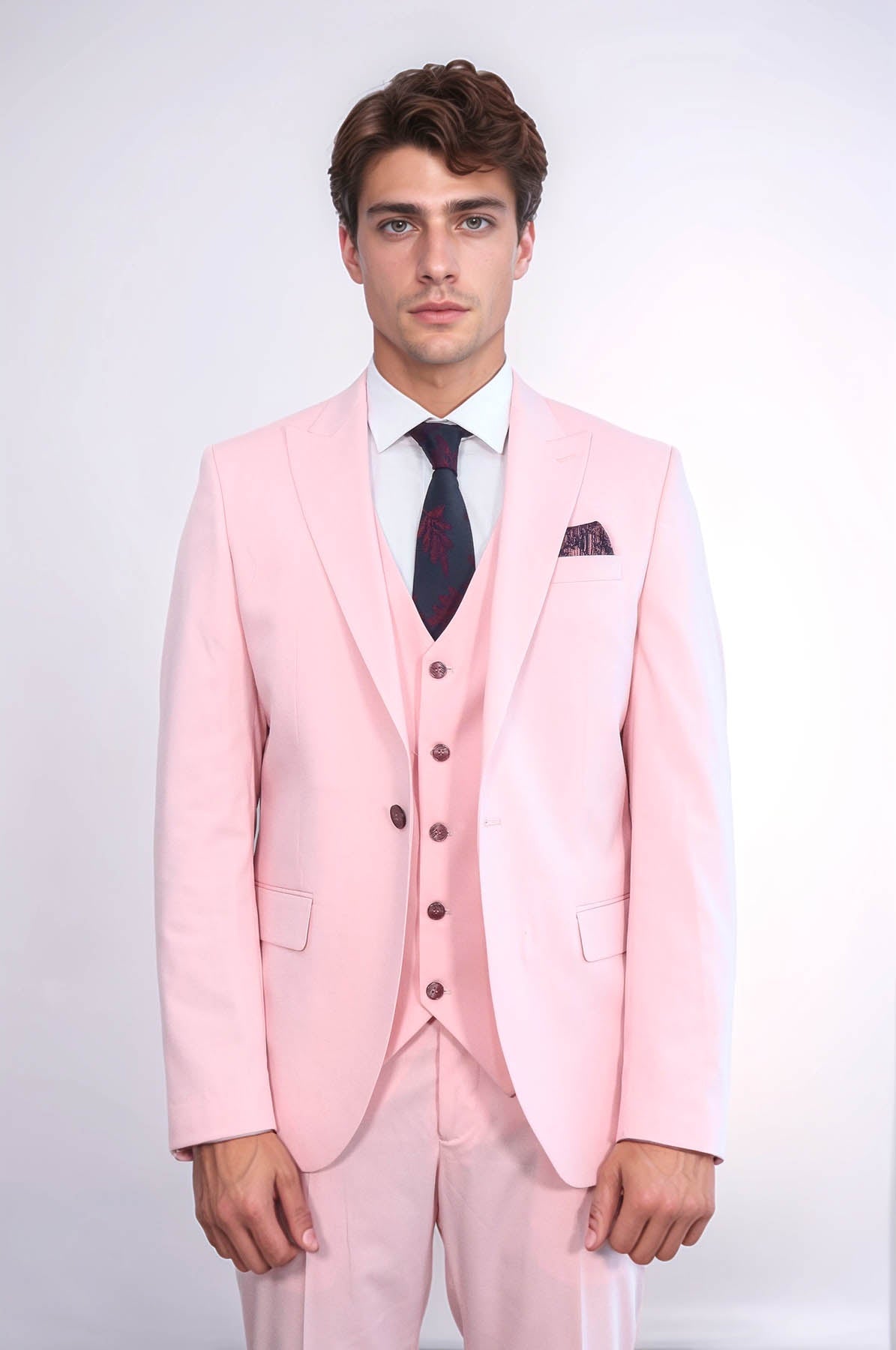 KOALA SYDNEY Pink Men's Plain Suit with Vest