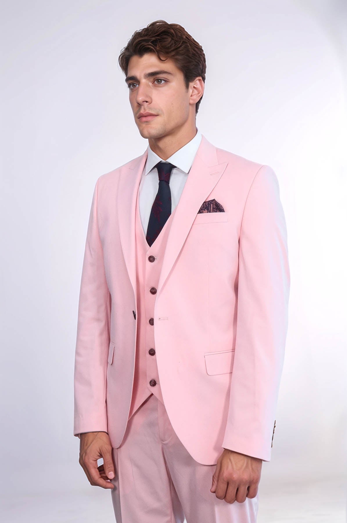 KOALA SYDNEY Pink Men's Plain Suit with Vest