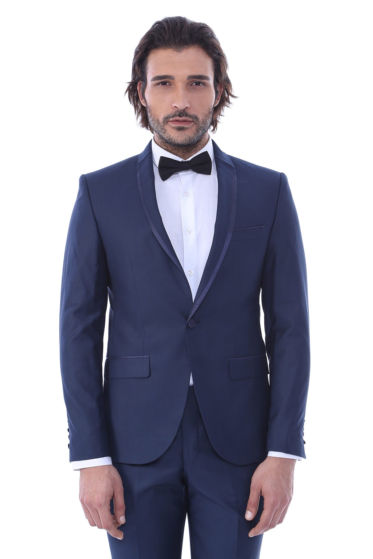 KOALA SYDNEY 2 Piece Tuxedo Collar Piping Navy Blue Suit-