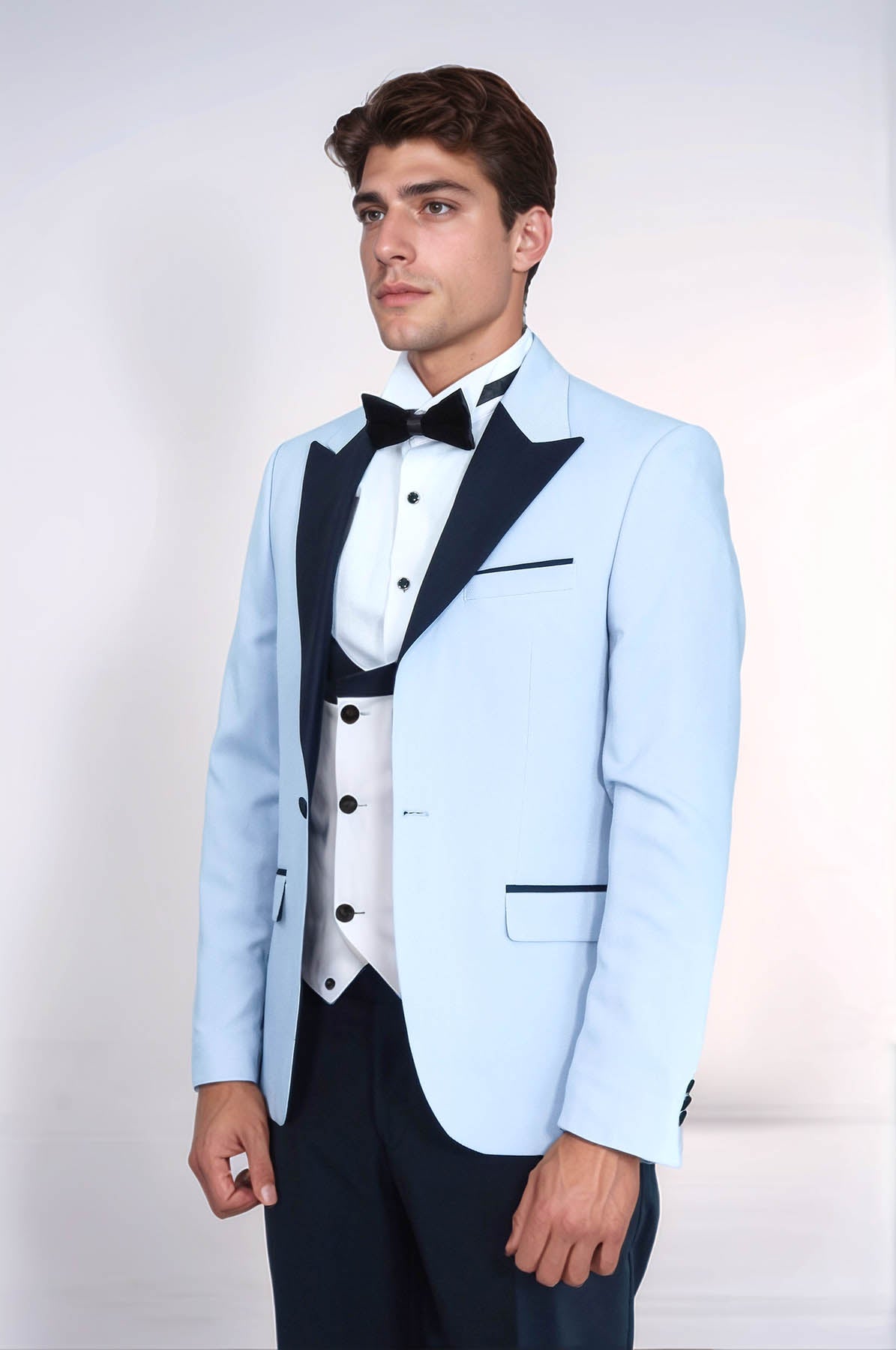 Self-Patterned Baby Blue Wedding Suit - Wessi