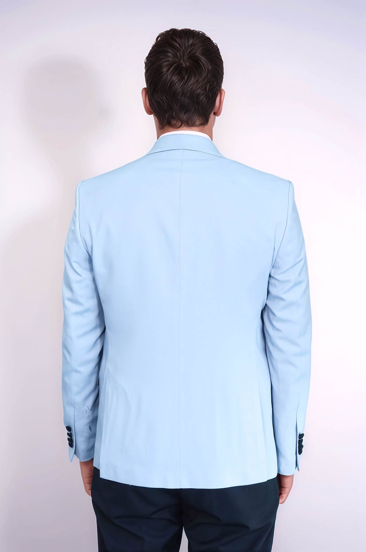 Self-Patterned Baby Blue Wedding Suit - Wessi