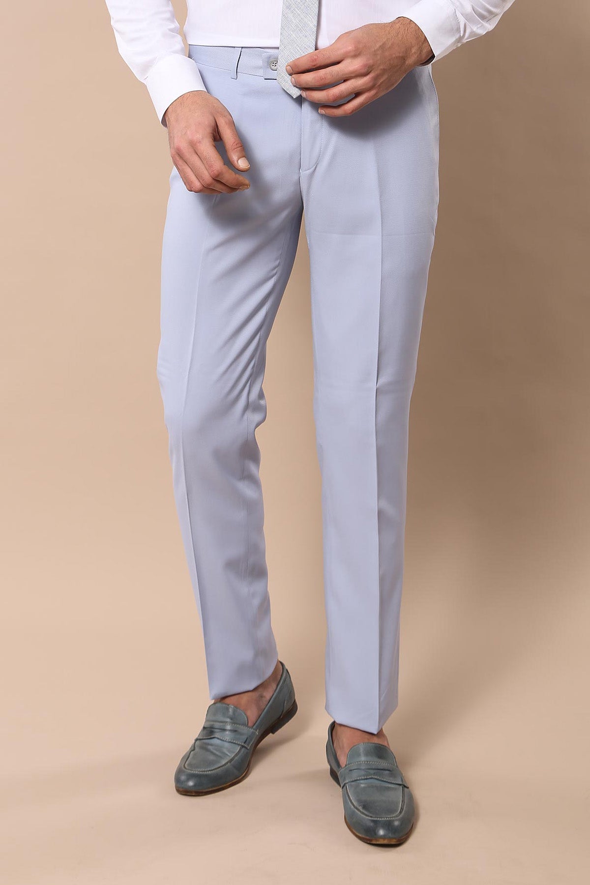 KOALA SYDNEY Mono Lapel Patterned Light Blue Tuxedo Suit-Wessi