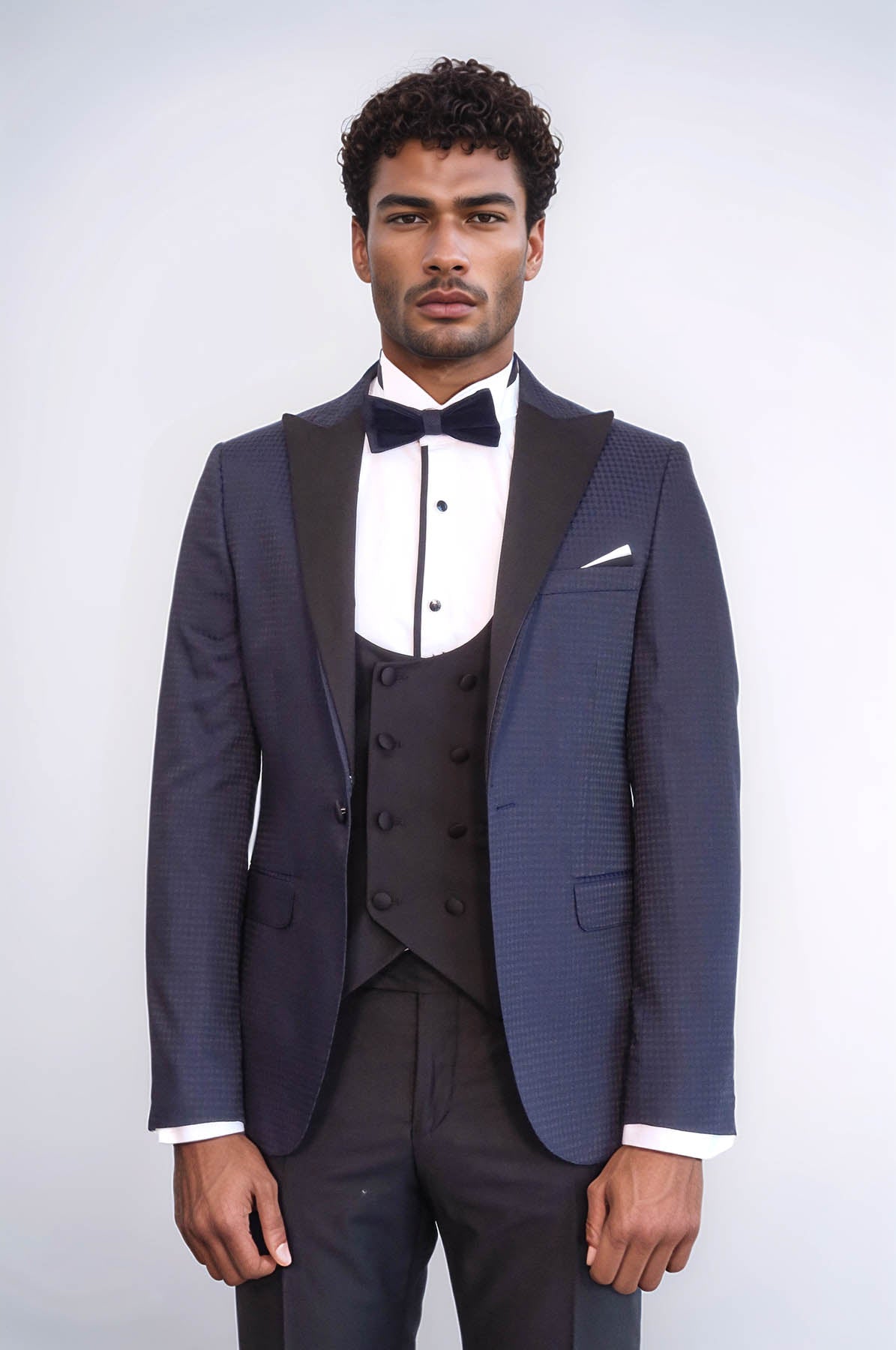 Patterned Jacket Combined Navy Blue Tuxedo