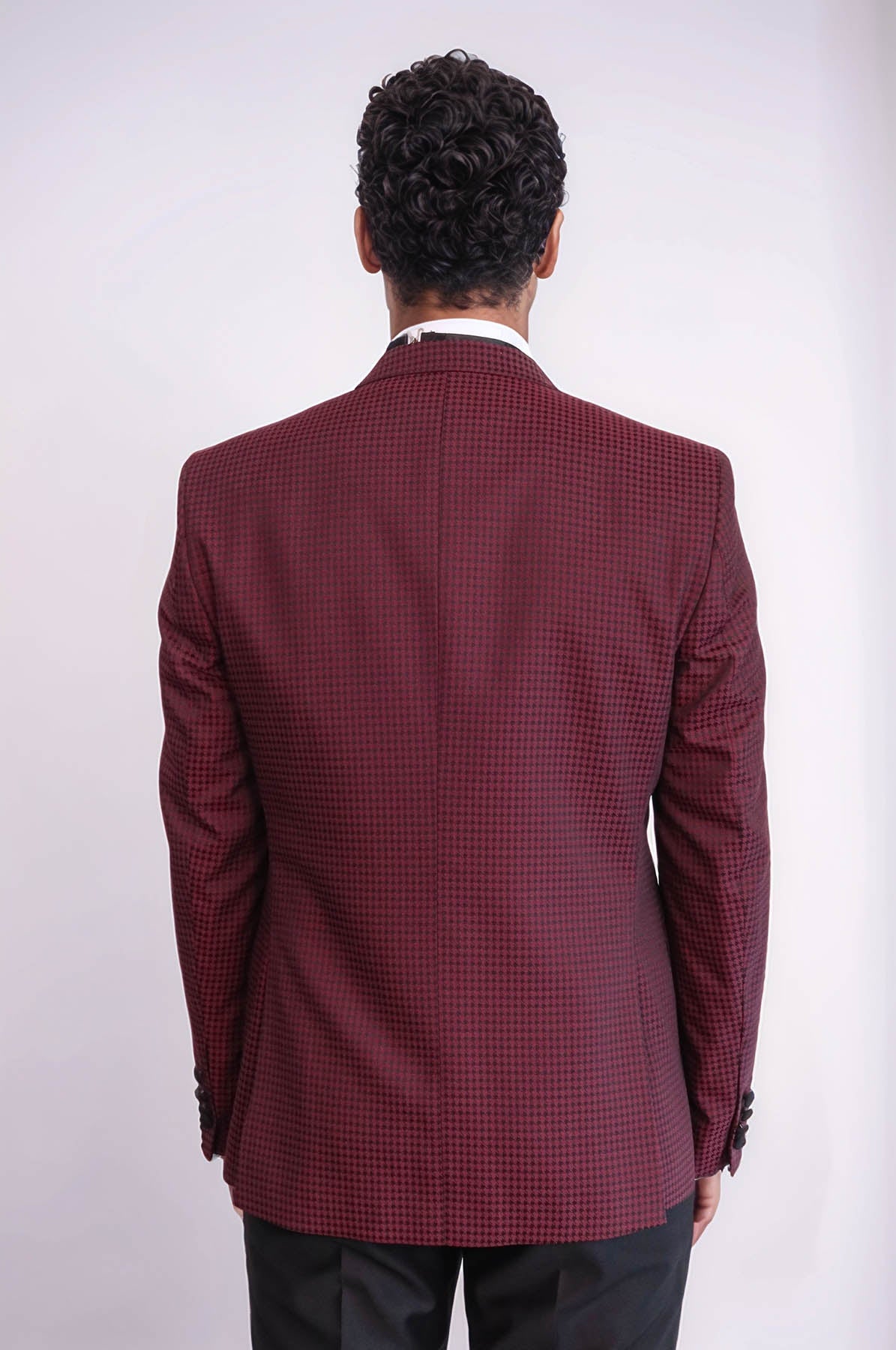 Plaid Patterned Burgundy Tuxedo