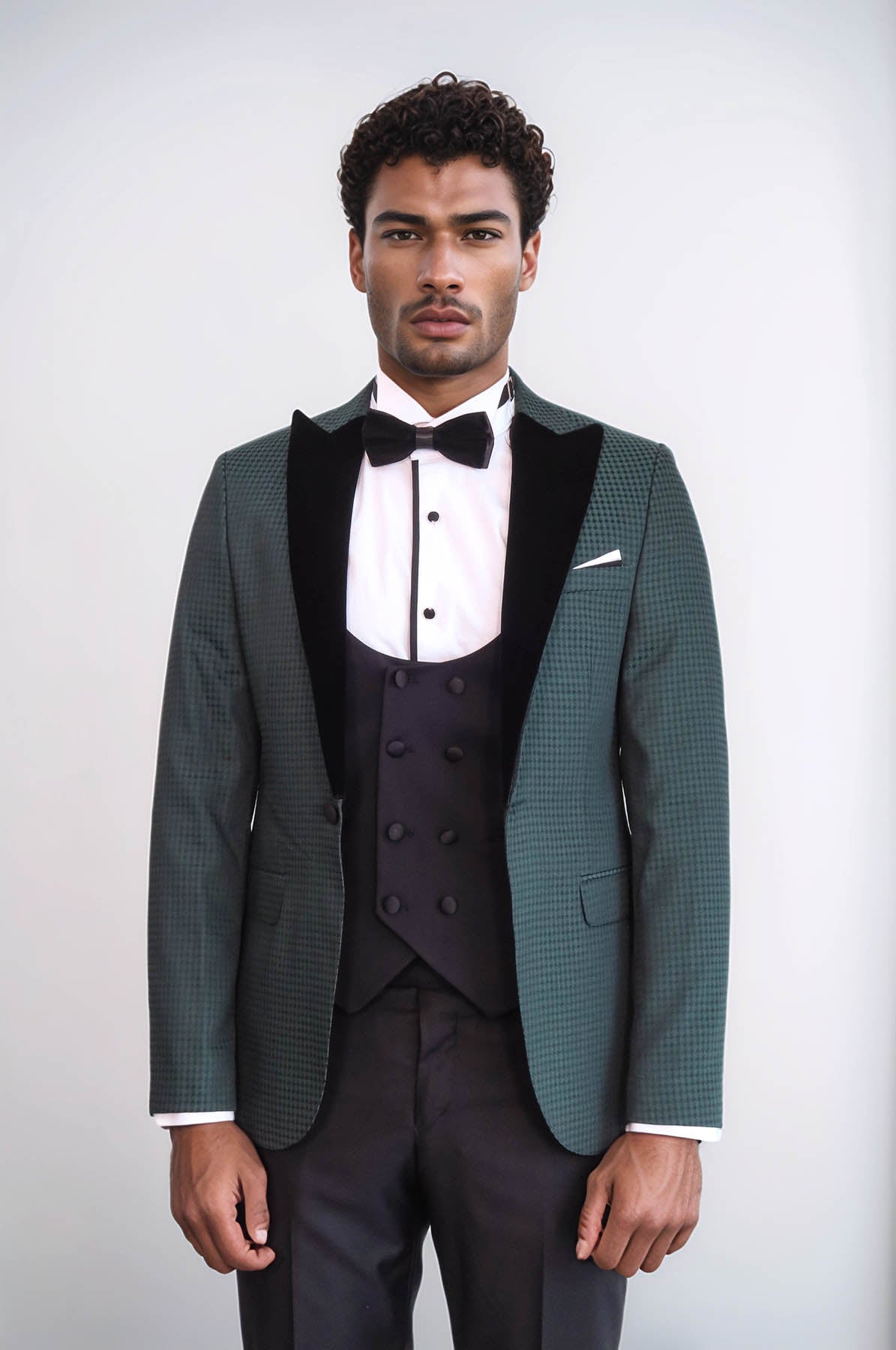 Plaid Patterned Green Tuxedo