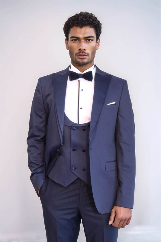 Detachable Lapel Navy Blue Men Tuxedo