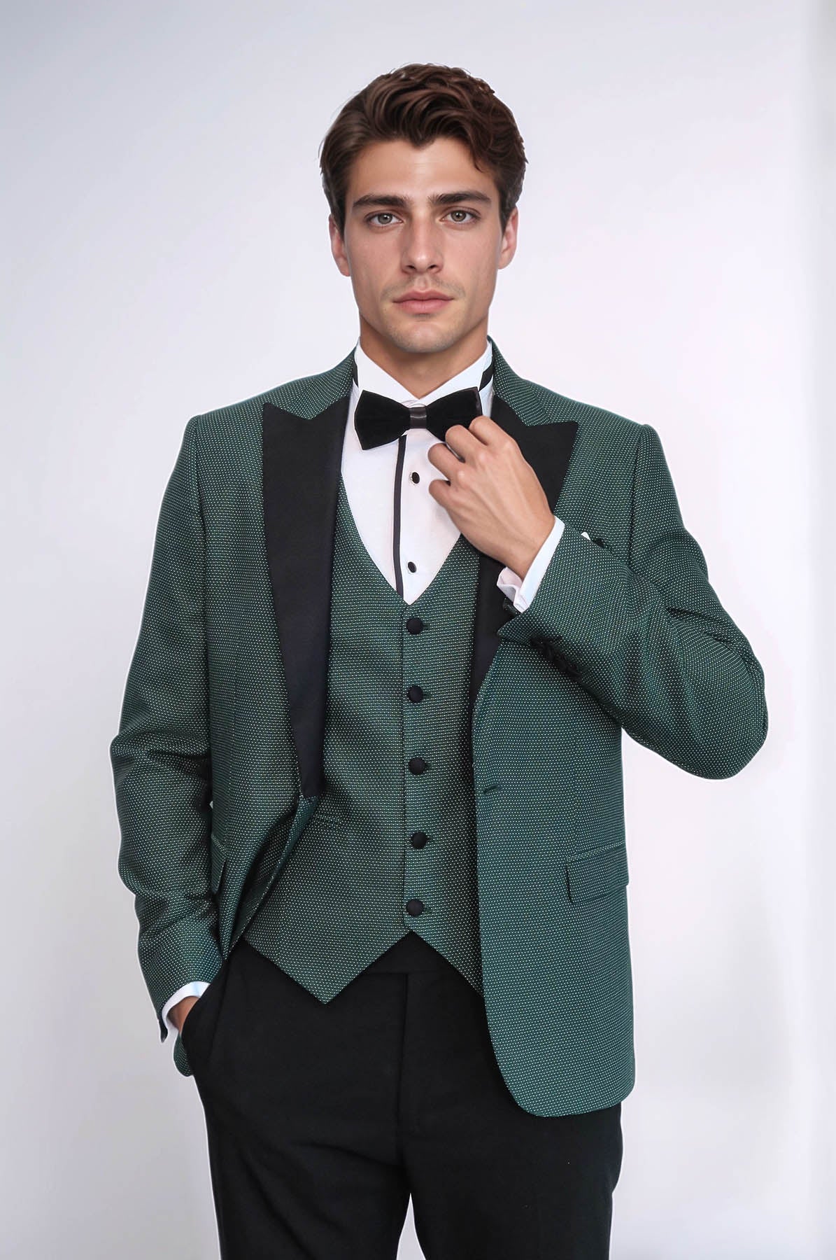 Green Modeled Lapel Tuxedo