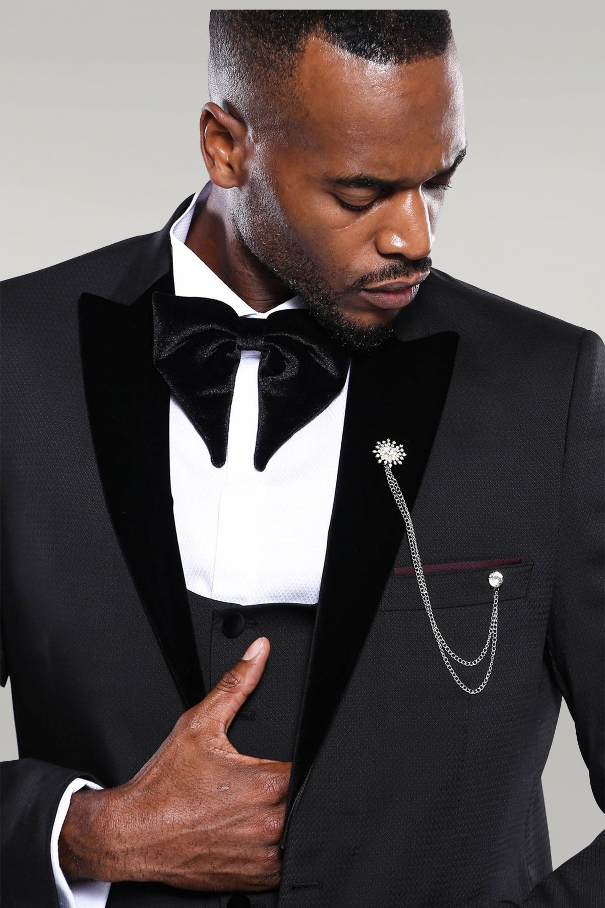 Patterned Jacket Black Men's Tuxedo