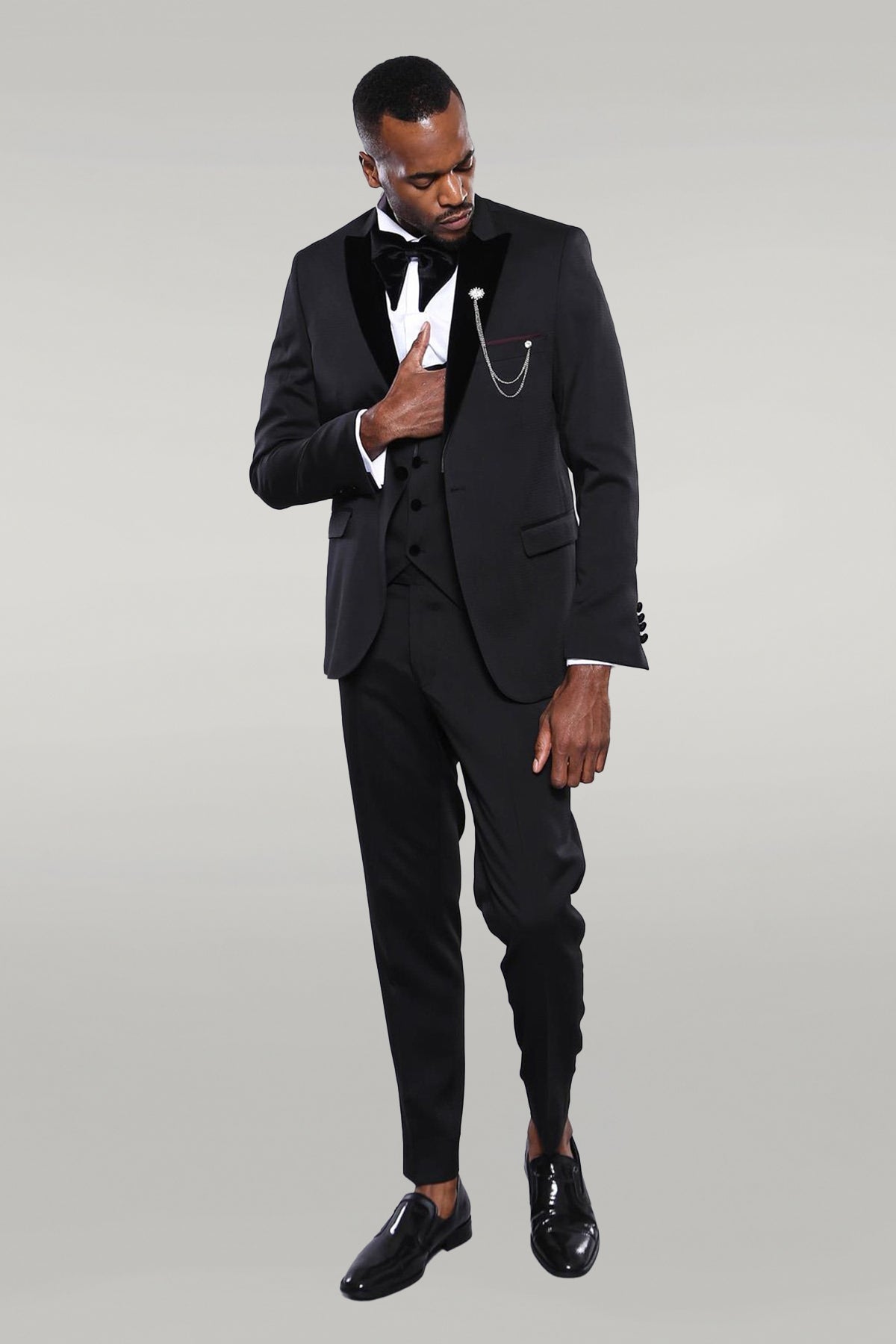 Patterned Jacket Black Men's Tuxedo