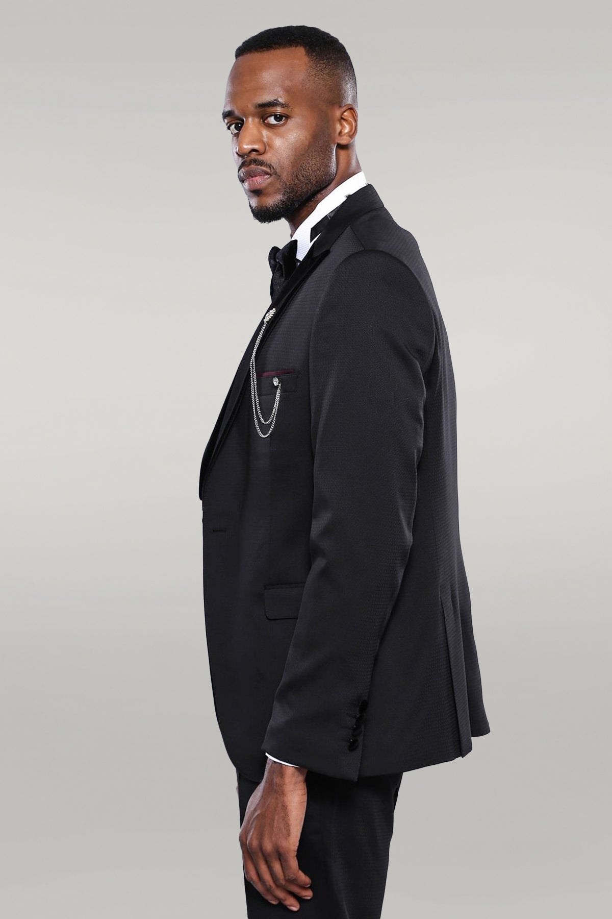 Patterned Jacket Black Men's Tuxedo