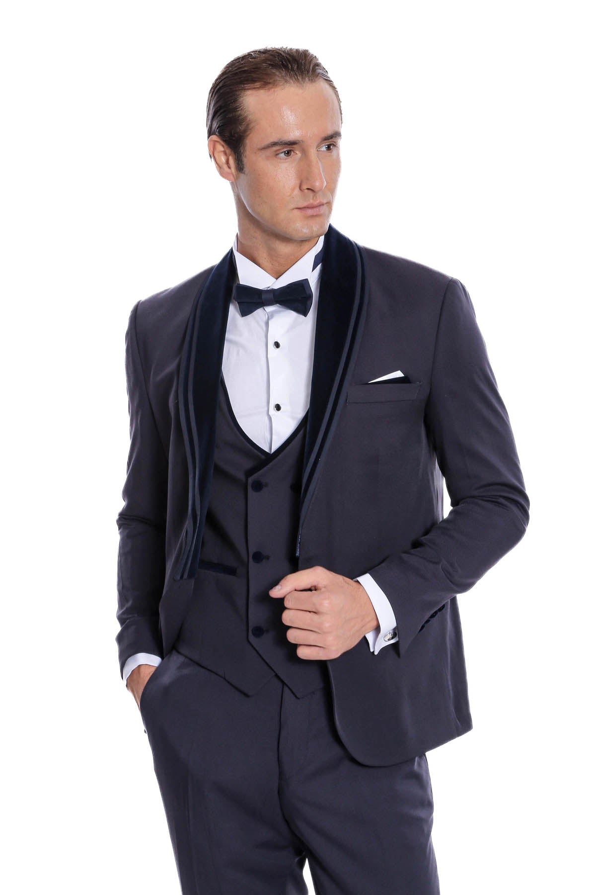 KOALA SYDNEY Detachable Velvet Lapel Navy Blue Tuxedo