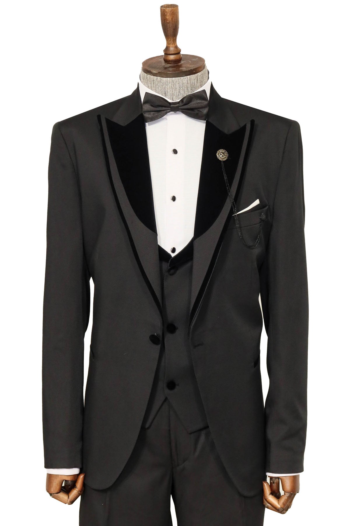 KOALA SYDNEY Velvet Collar Patterned Black Tuxedo