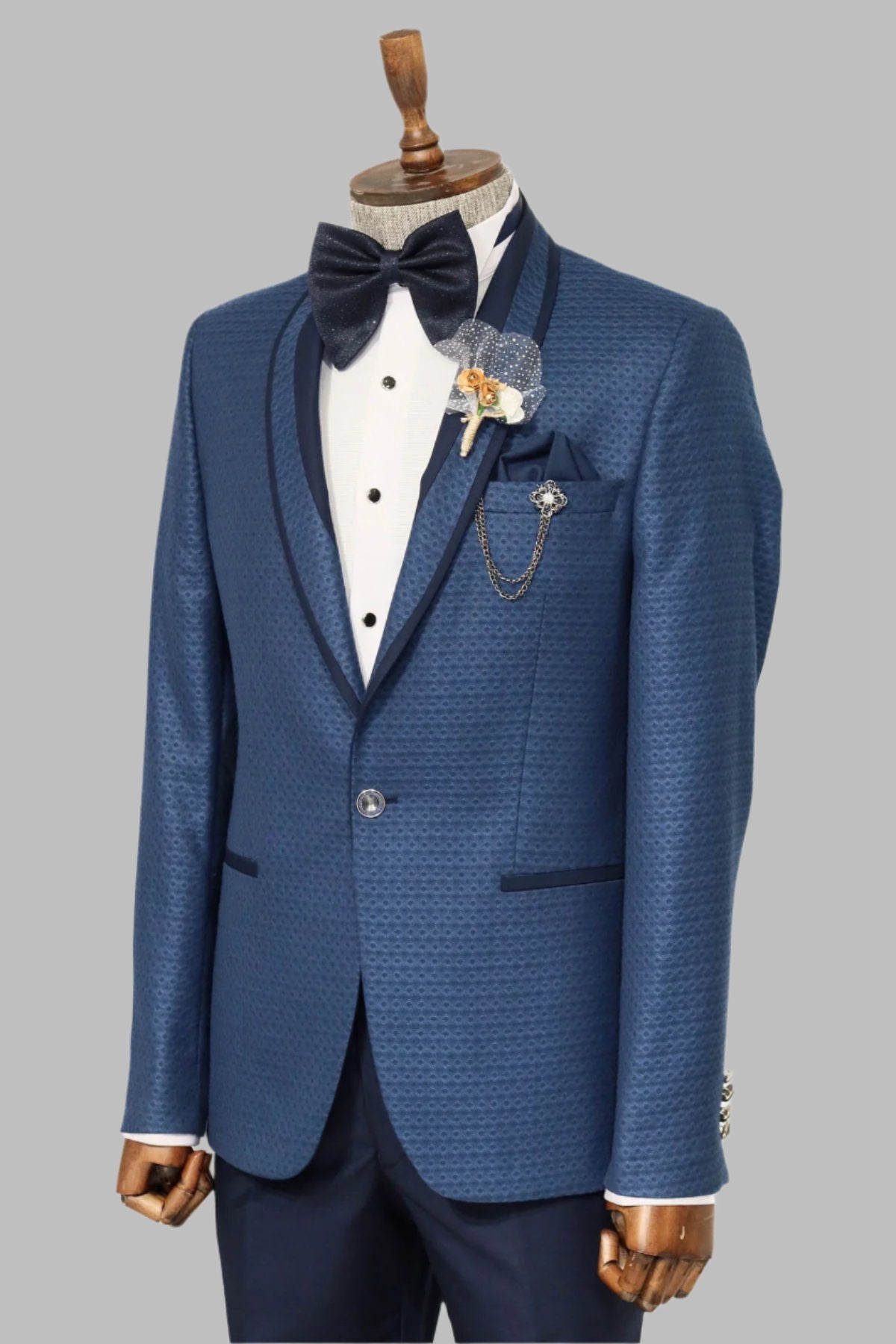 KOALA SYDNEY Blue Patterned Tuxedo Suit |