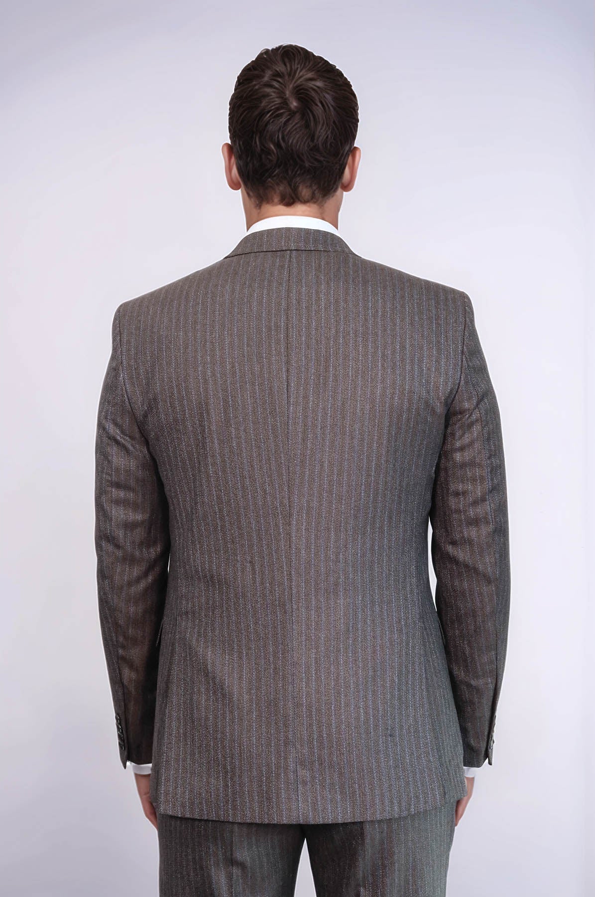 Striped Brown Vested Suit