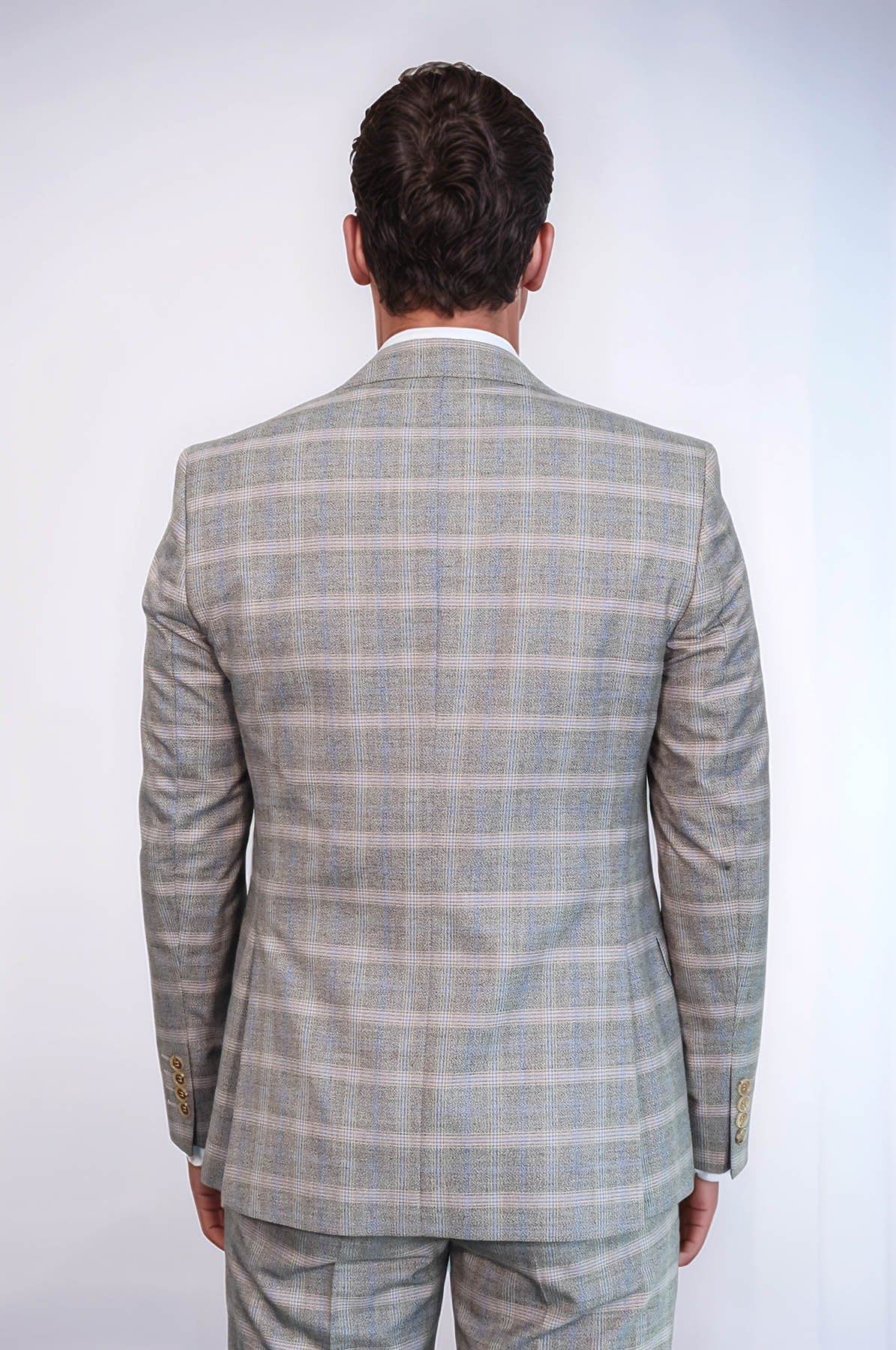 Single Button Peak Lapel 3-Piece Suit in Beige