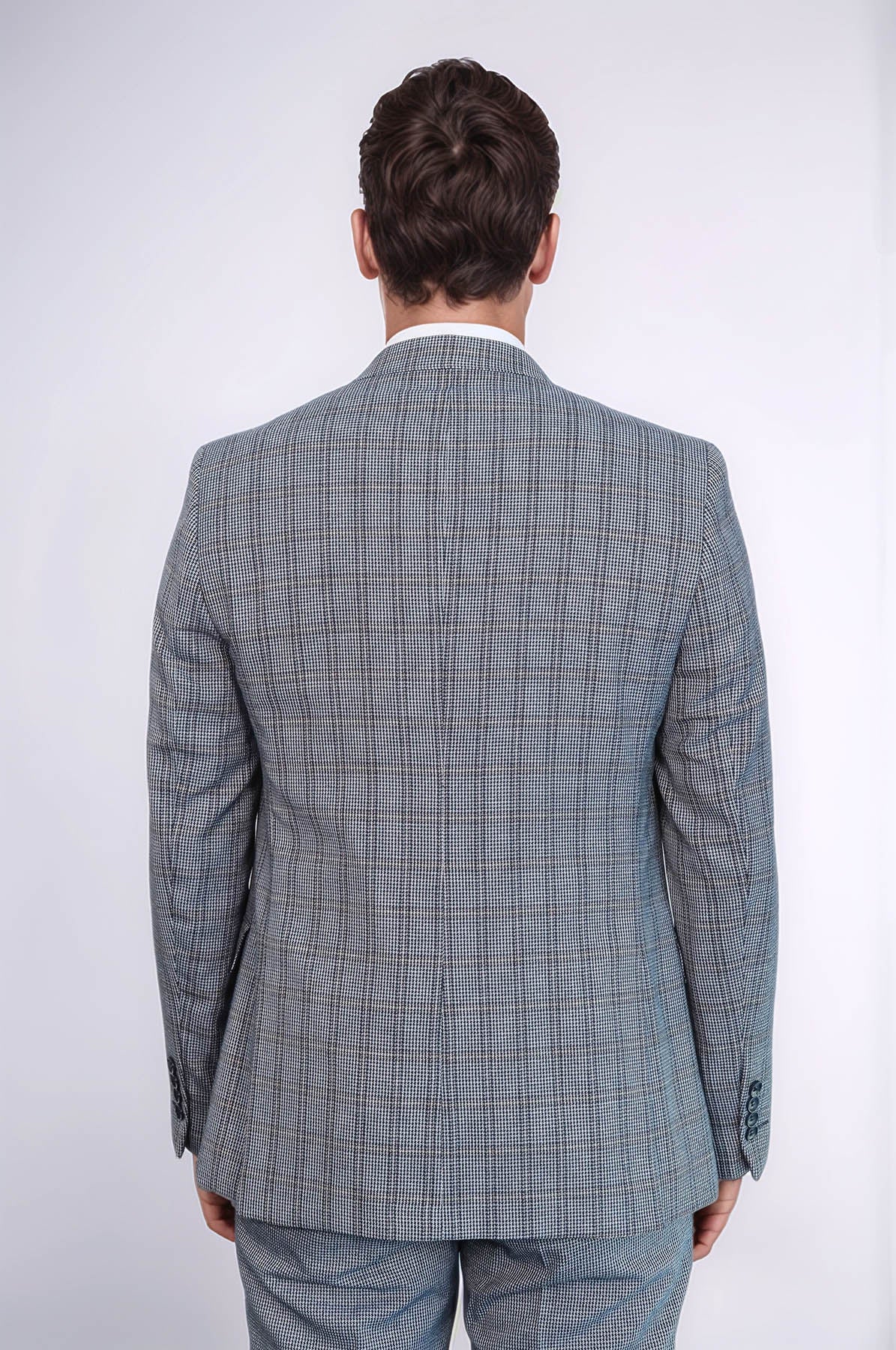 Plaid Navy Slim-Fit Vested Suit