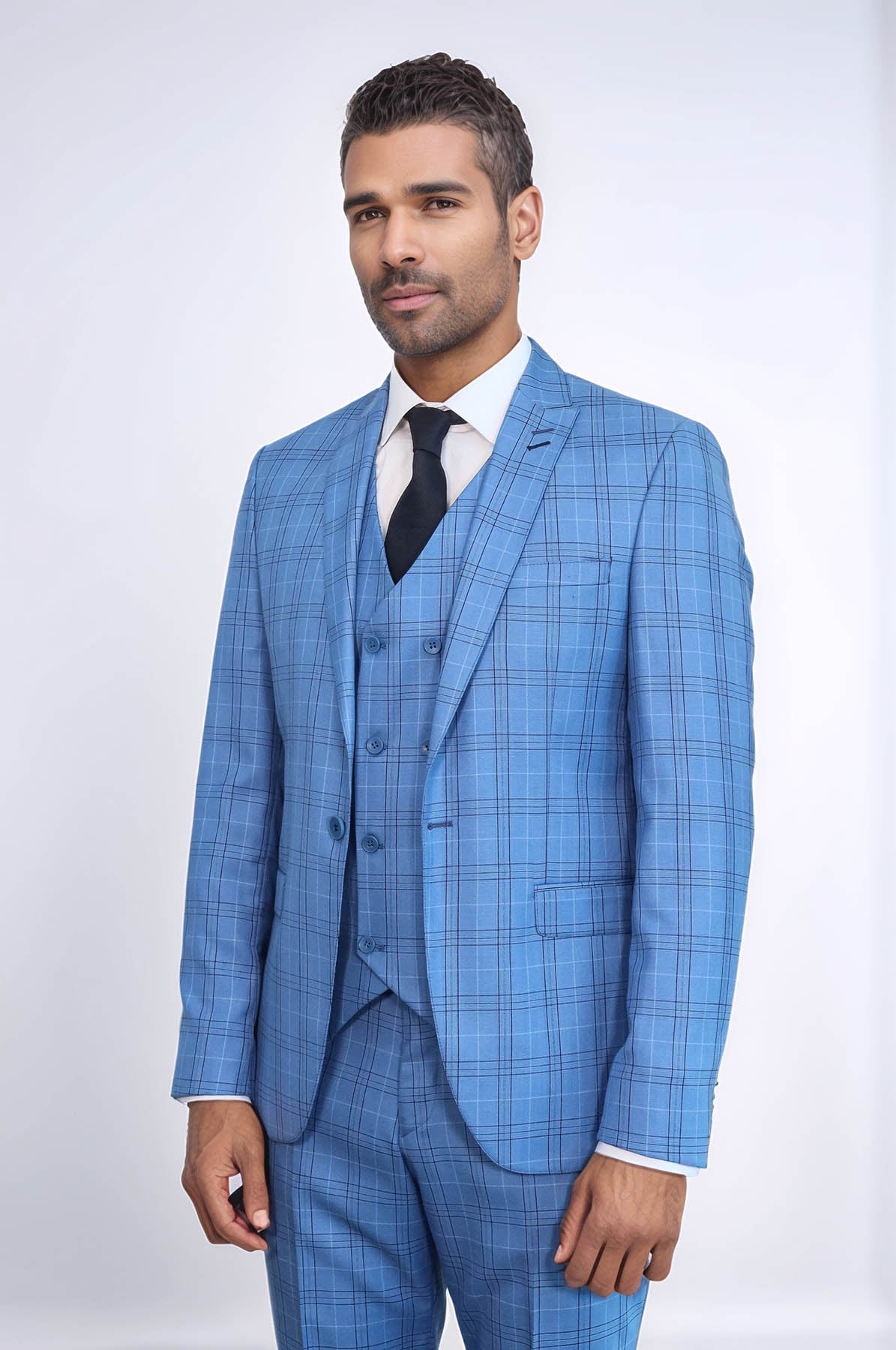 KOALA SYDNEY Checked Light Blue Men Suit -