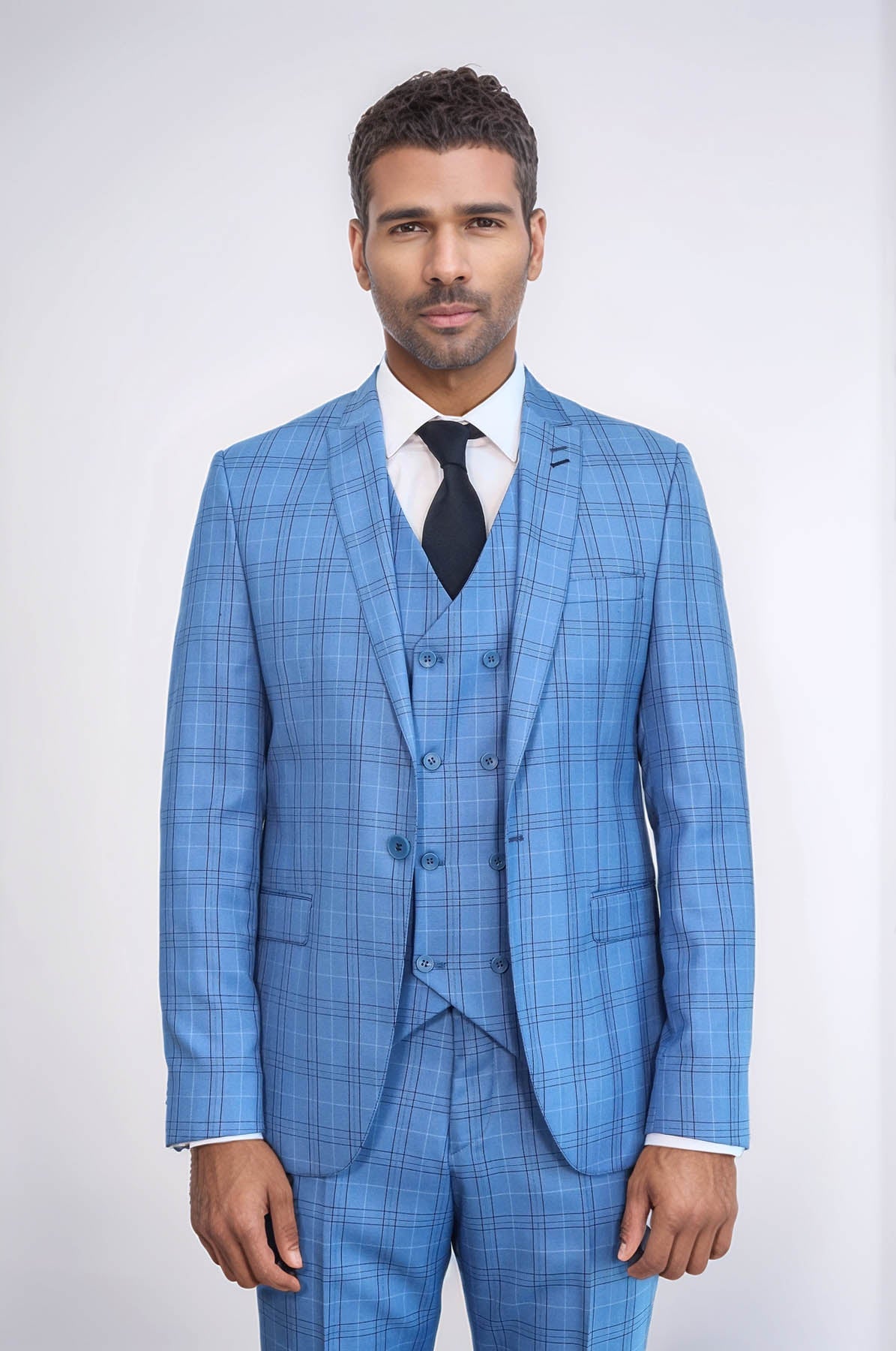 KOALA SYDNEY Checked Light Blue Men Suit -