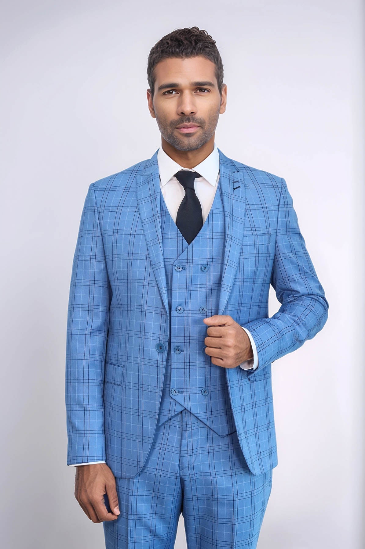 KOALA SYDNEY Checked Light Blue Men Suit -