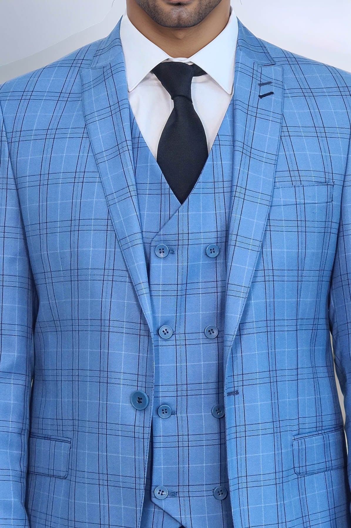 KOALA SYDNEY Checked Light Blue Men Suit -