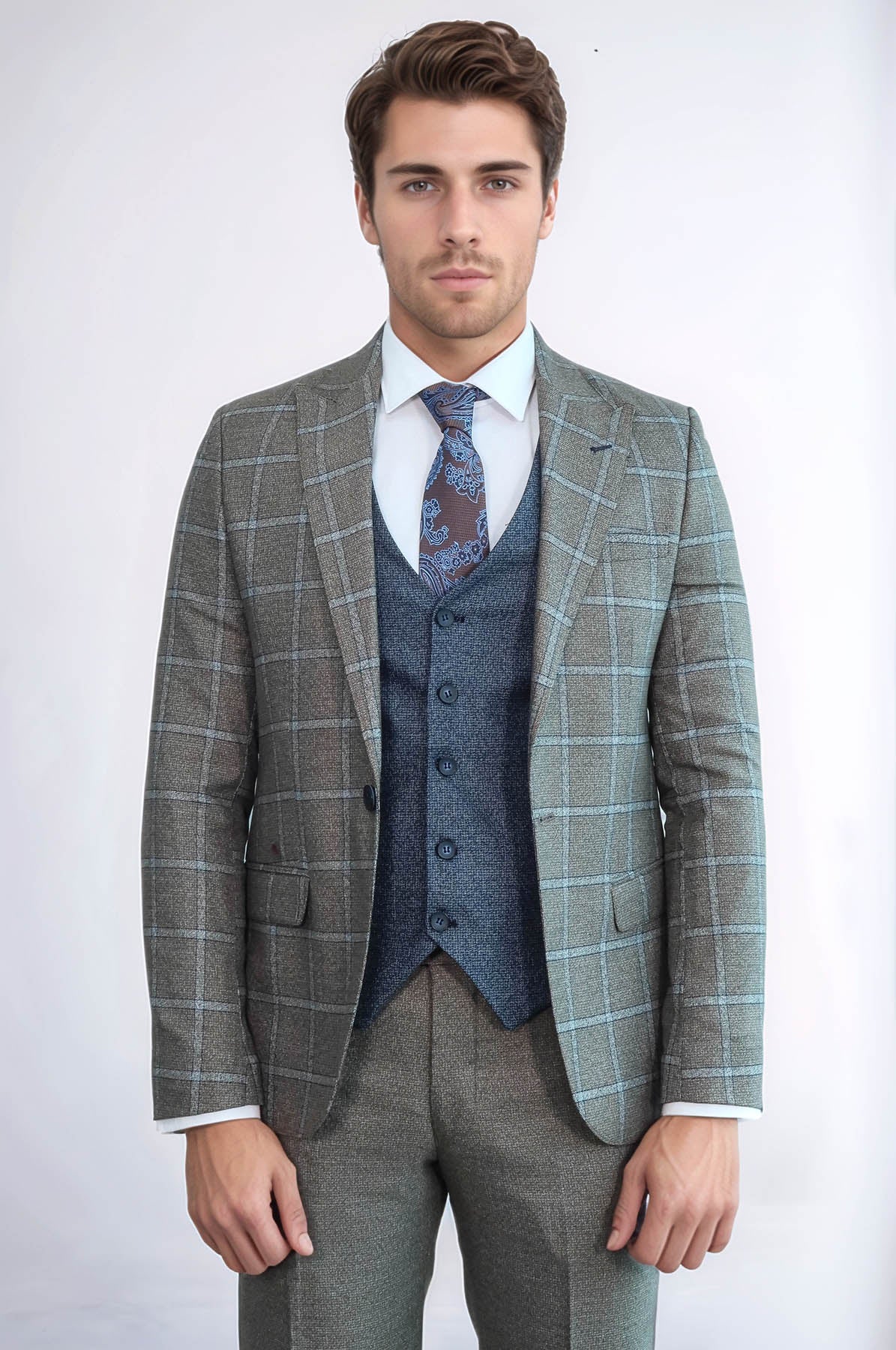 KOALA SYDNEY Vested Grey Men Suit -