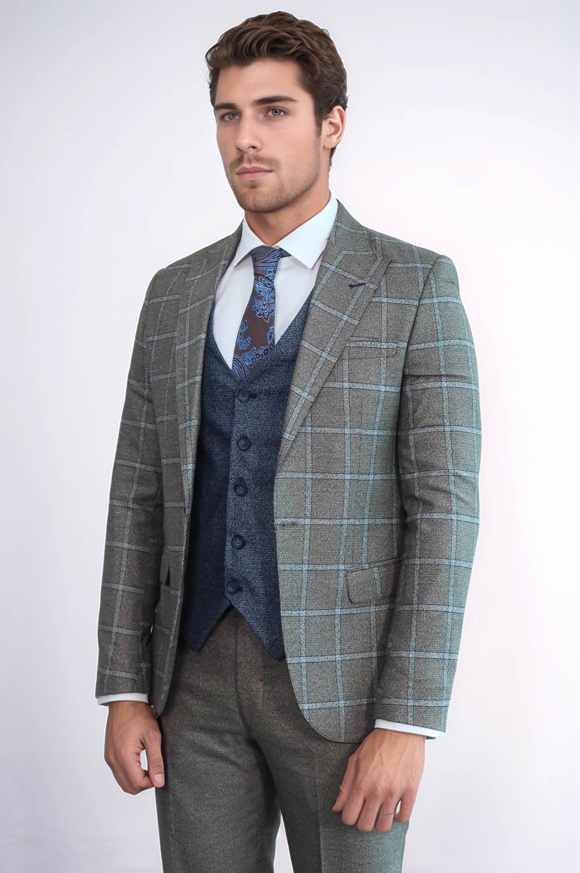 KOALA SYDNEY Vested Grey Men Suit -