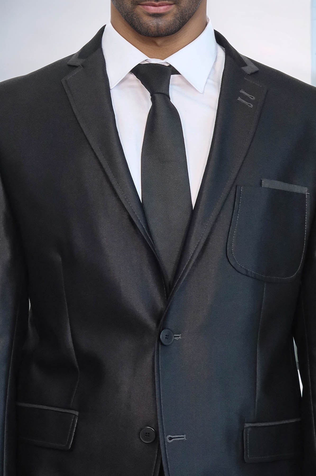 Shiny Black Men Suit - Wessi