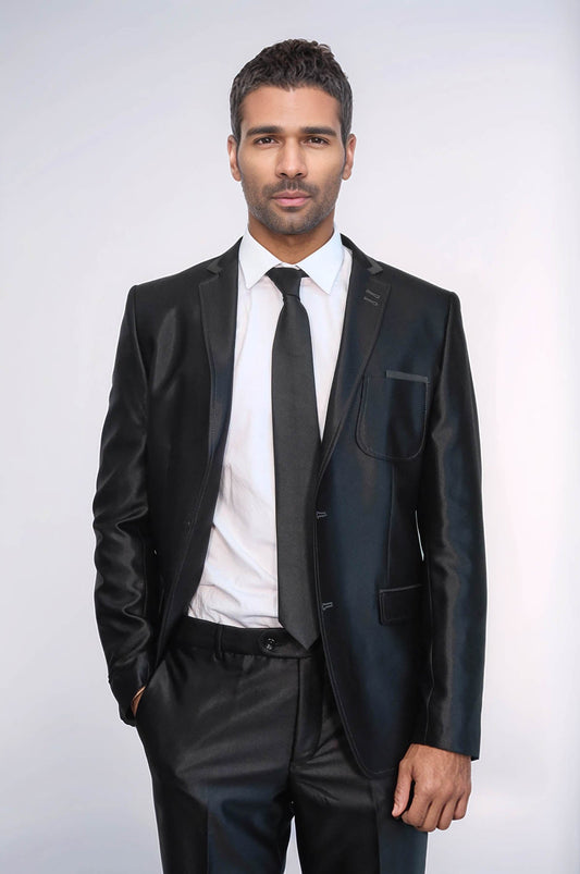 Shiny Black Men Suit