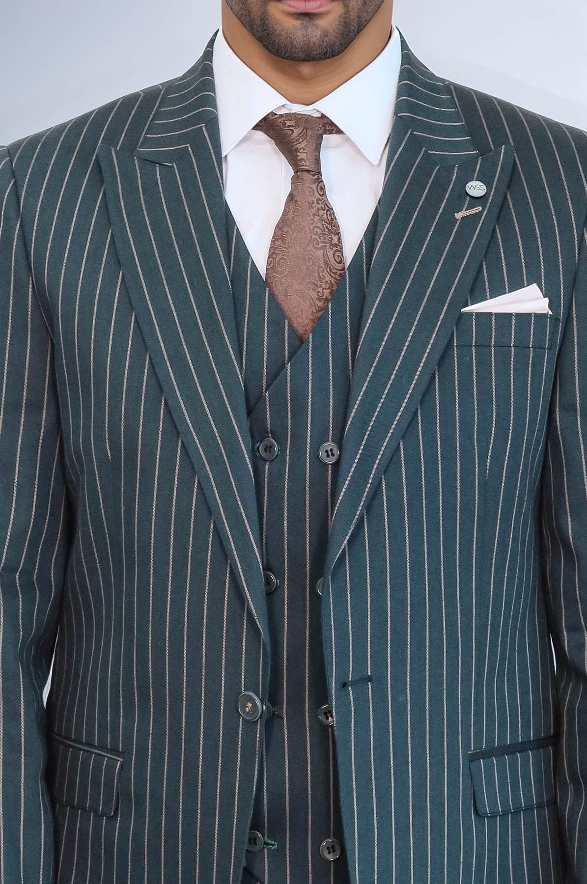 KOALA SYDNEY Striped Jacket Green Men's Suit |