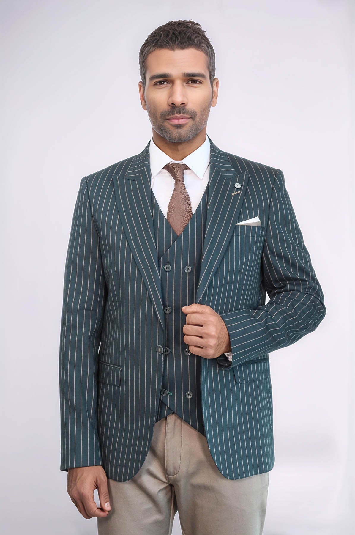 KOALA SYDNEY Striped Jacket Green Men's Suit |