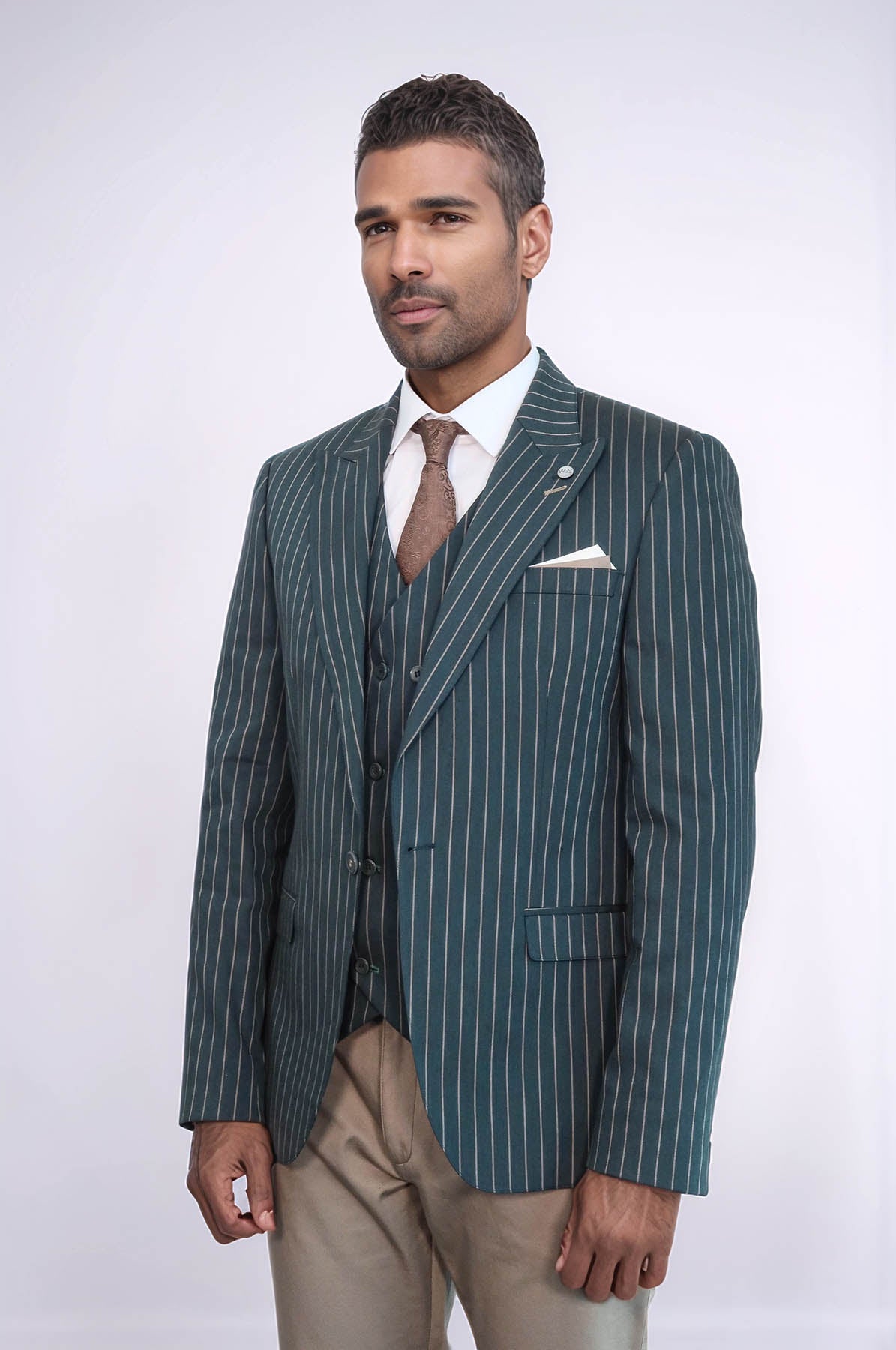 KOALA SYDNEY Striped Jacket Green Men's Suit |