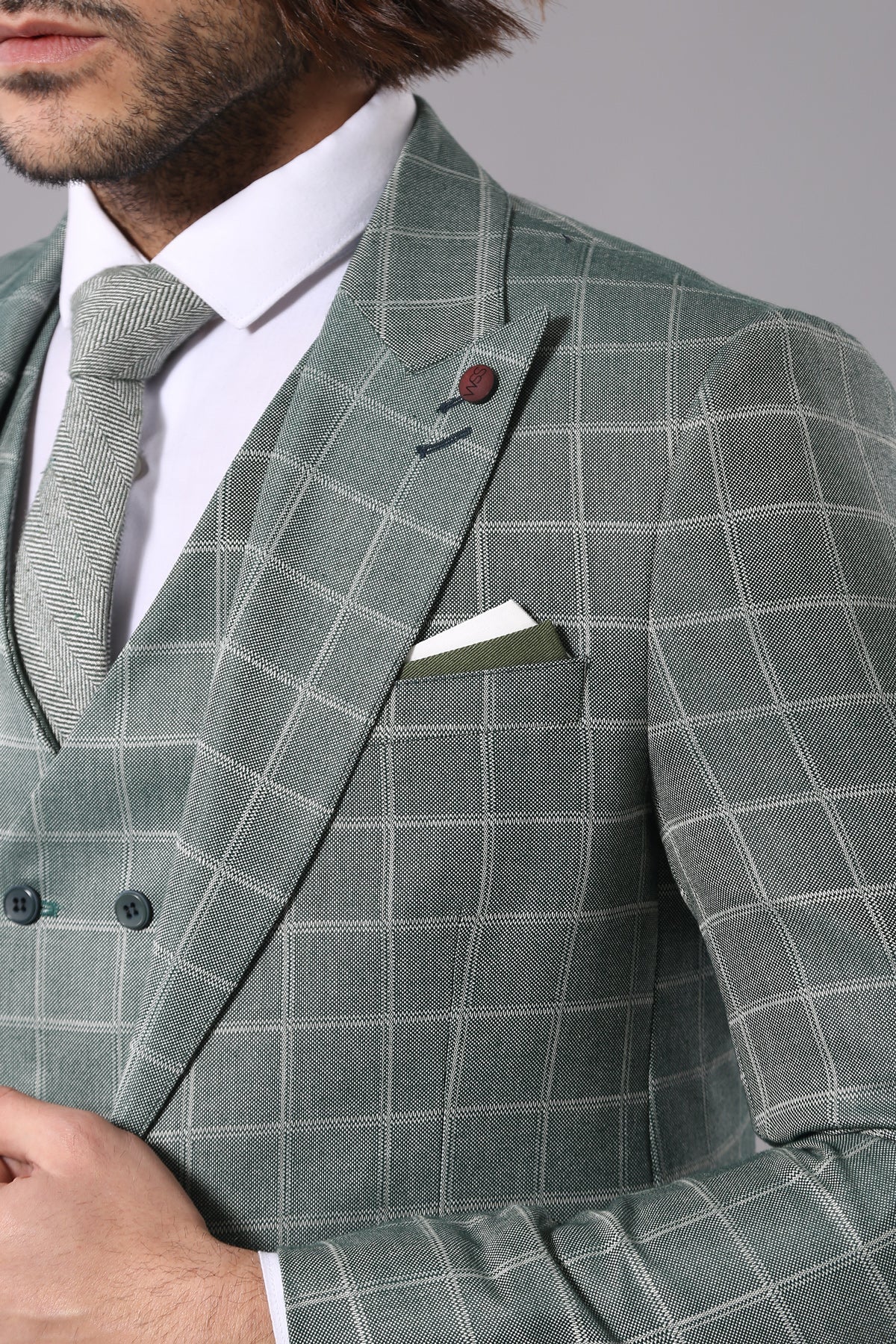 KOALA SYDNEY Combined Vested Green Plaid Men's Suit