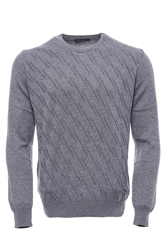 Grey Patterned Circle Neck Sweater